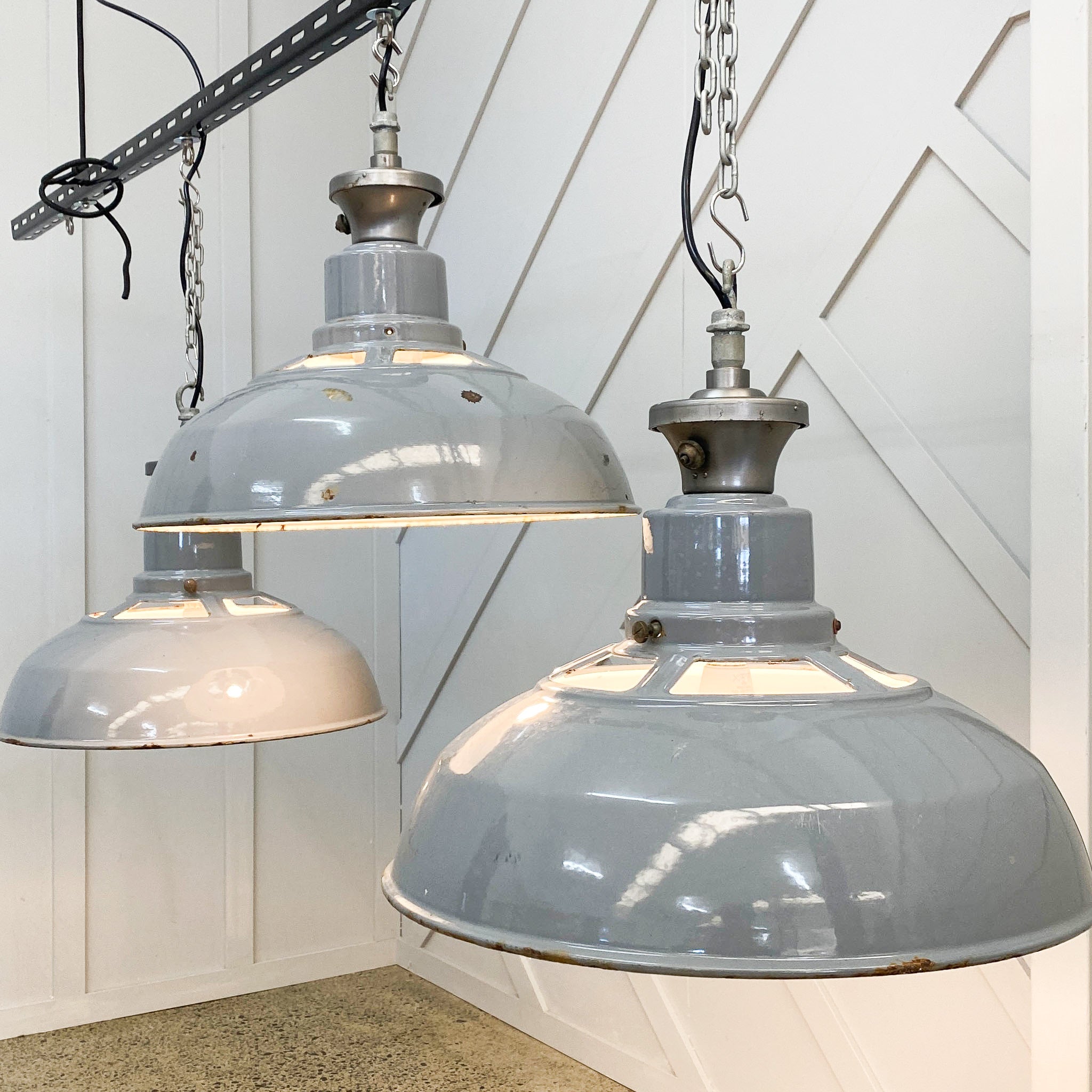 Original Benjamin Saaflux Enamel Hanging Lights