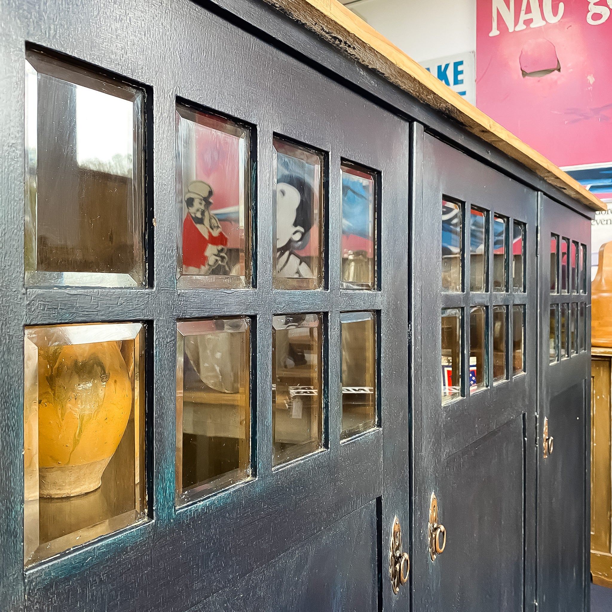 Vintage Oak Painted Kitchen Cabinet