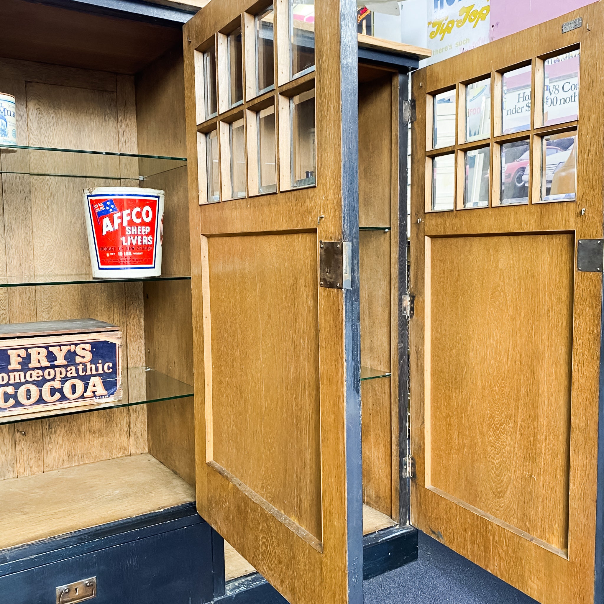Vintage Oak Painted Kitchen Cabinet