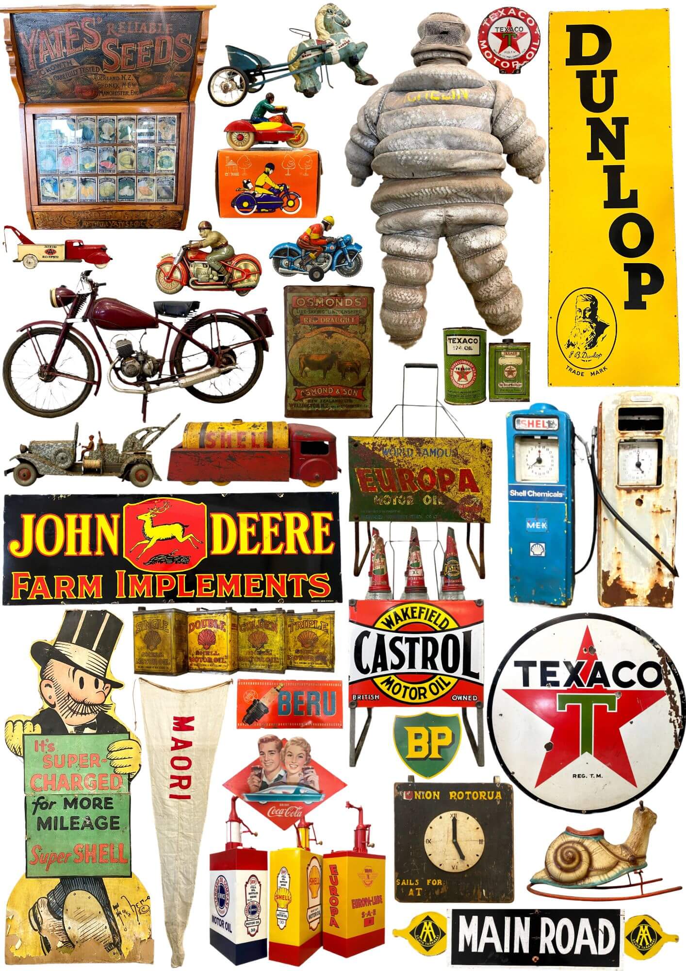 Collector Auctions Enamel Signs, petrol bowser,