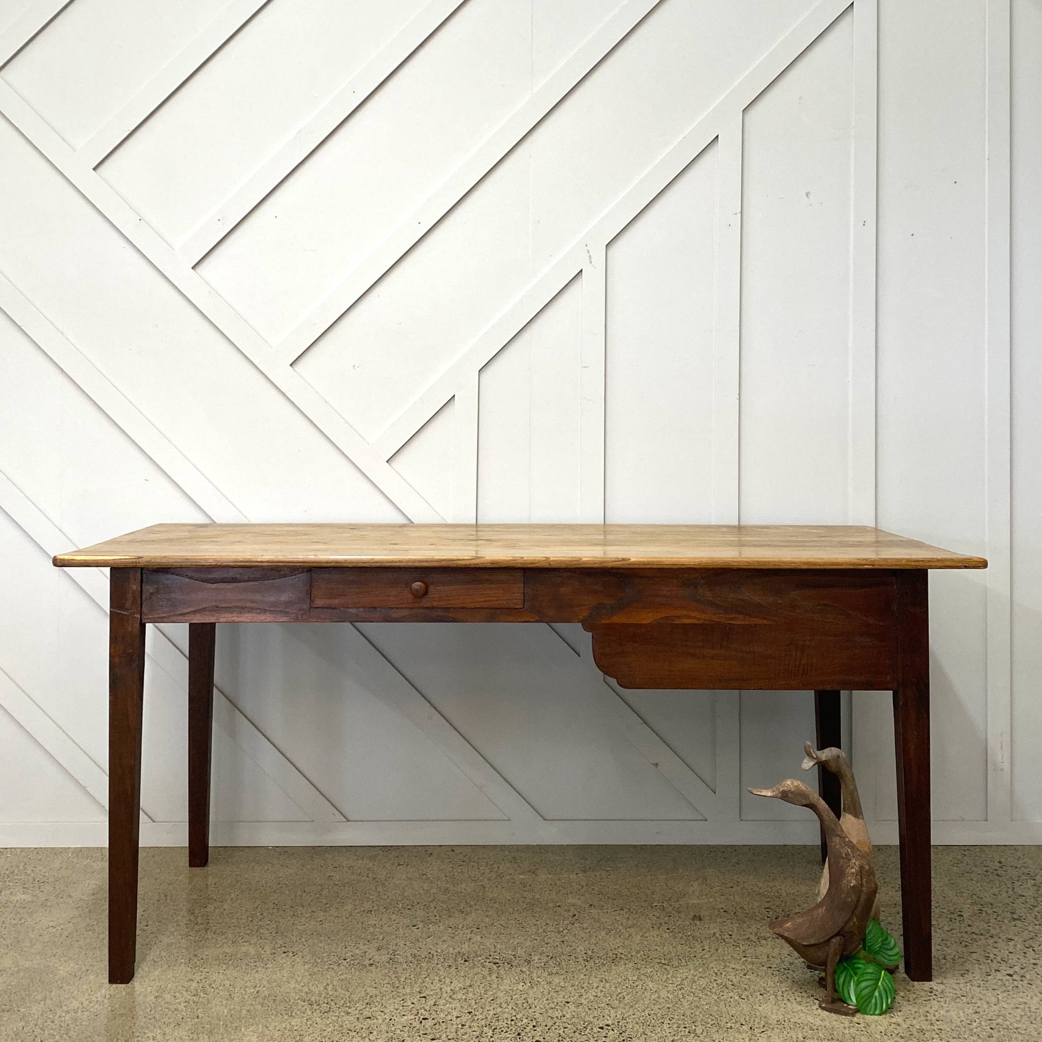 Double Drawers Antique French Oak Table