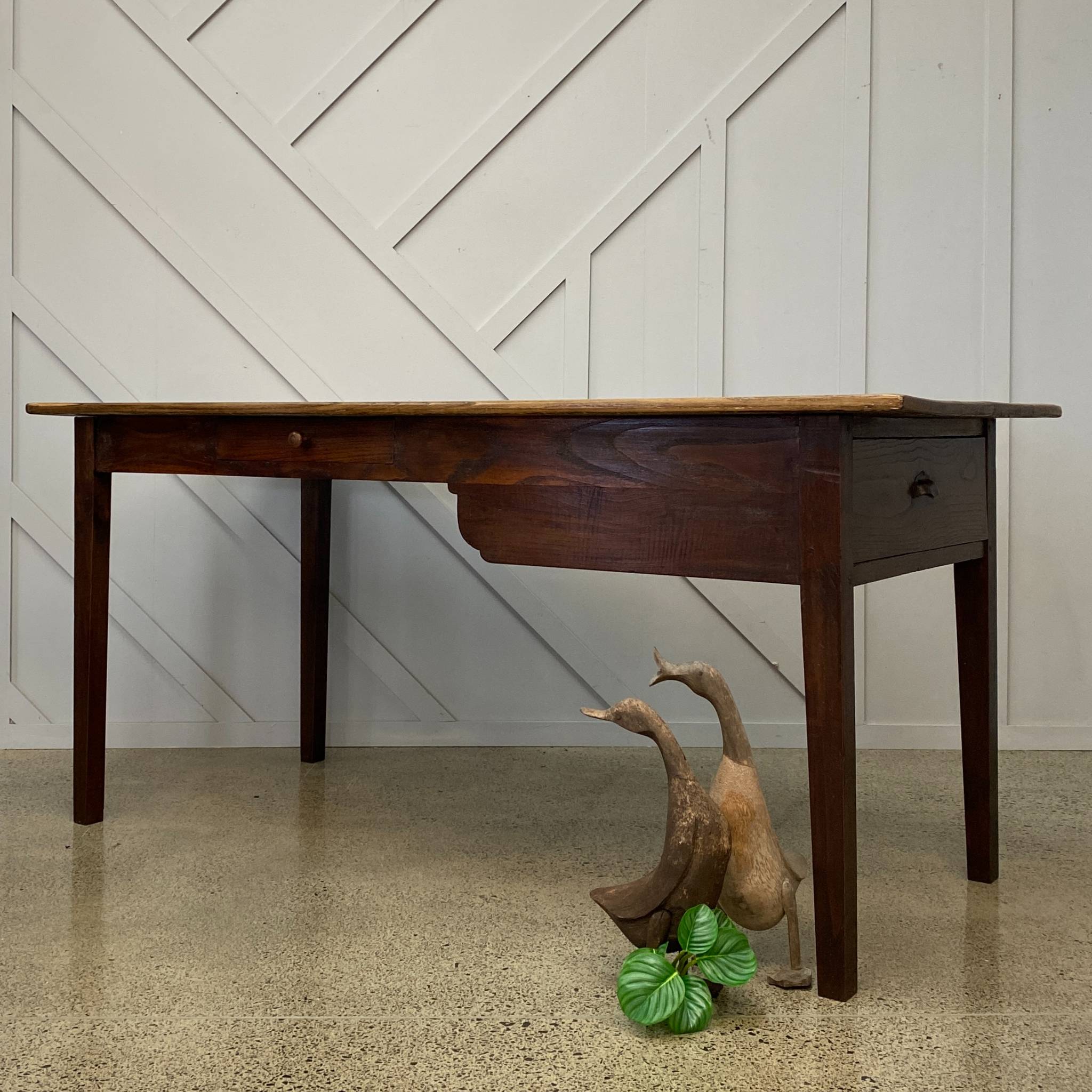 Double Drawers Antique French Oak Table