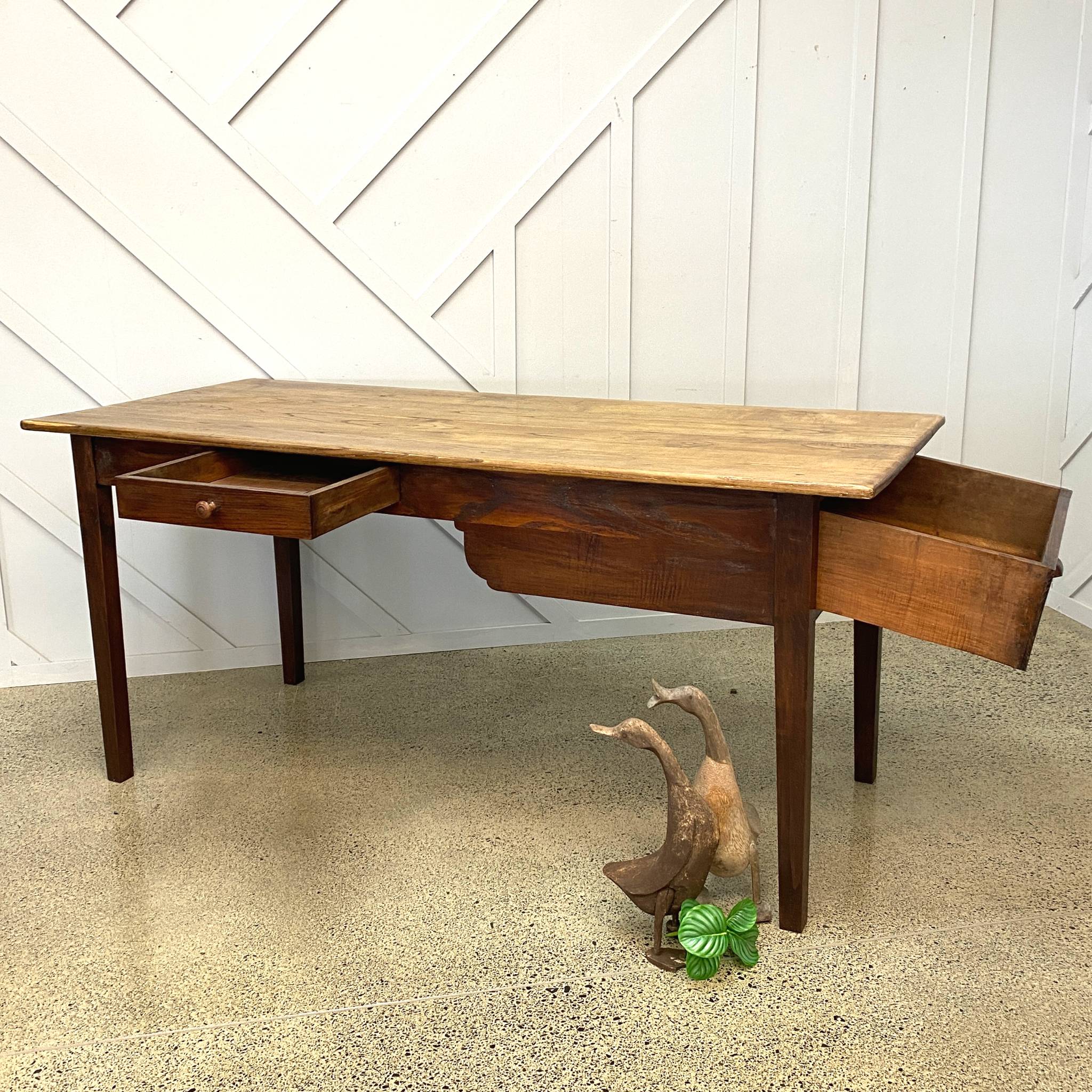 Double Drawers Antique French Oak Table