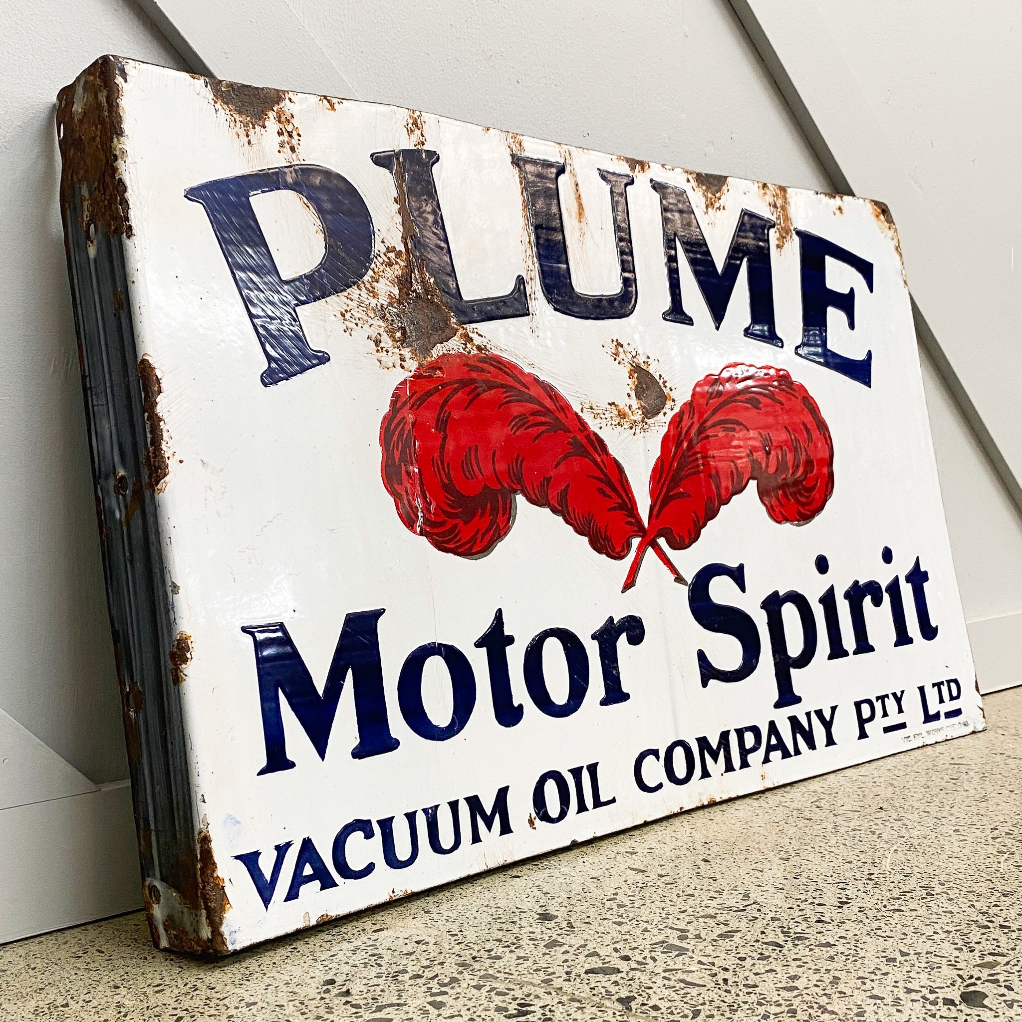 Plume Enamel Sign