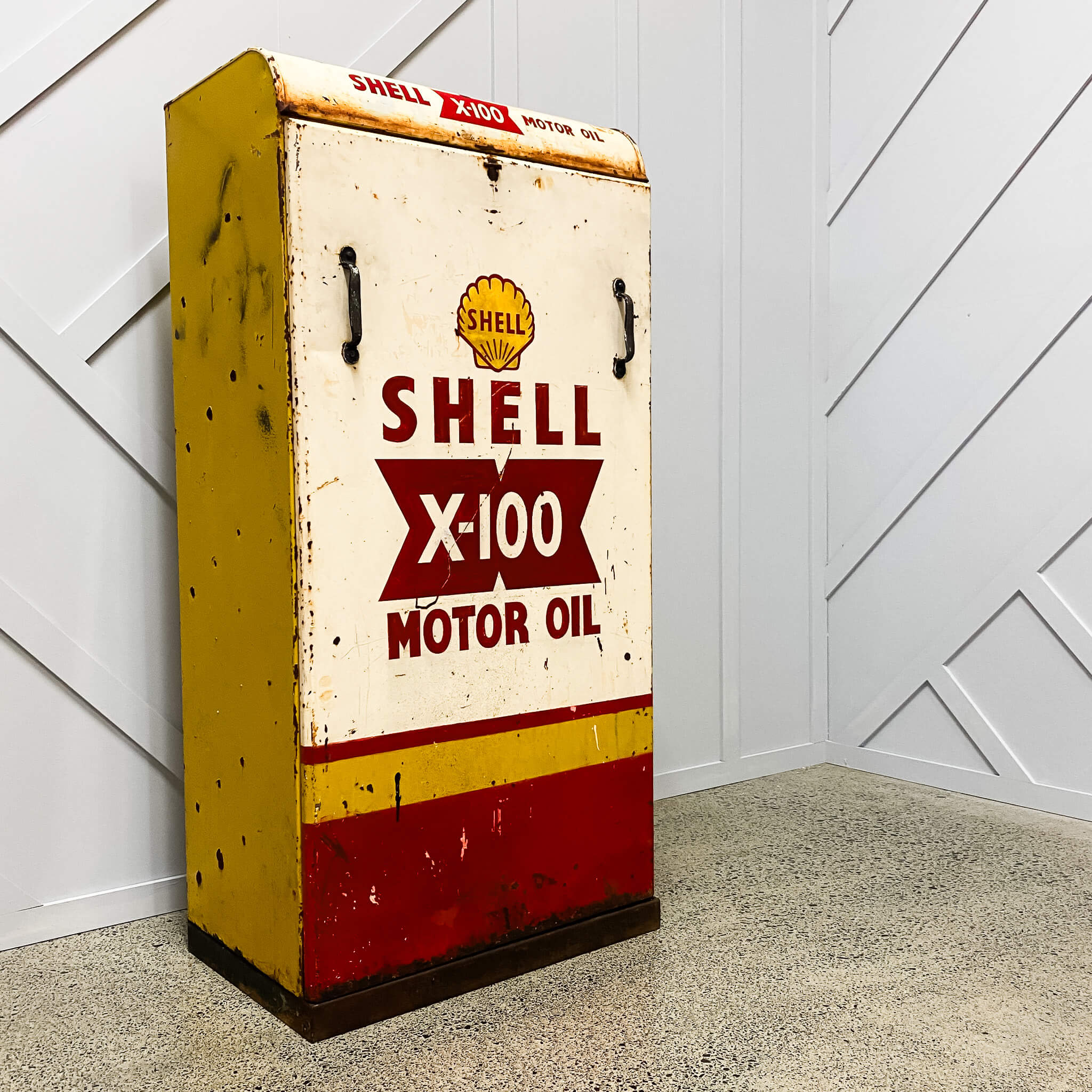 Vintage Shell X100 Oil Bottle Cabinet