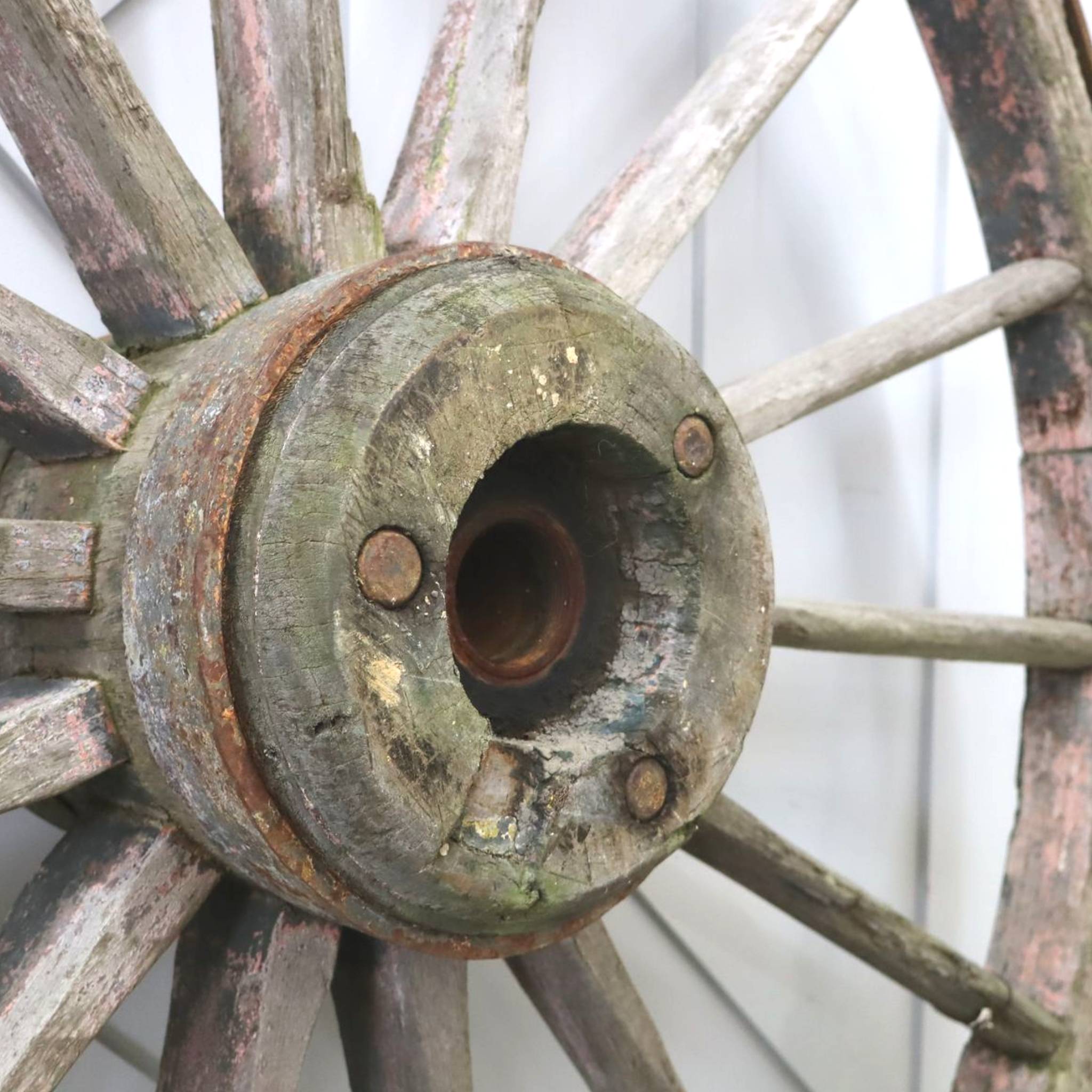 A Large Wooden Wagon Wheel