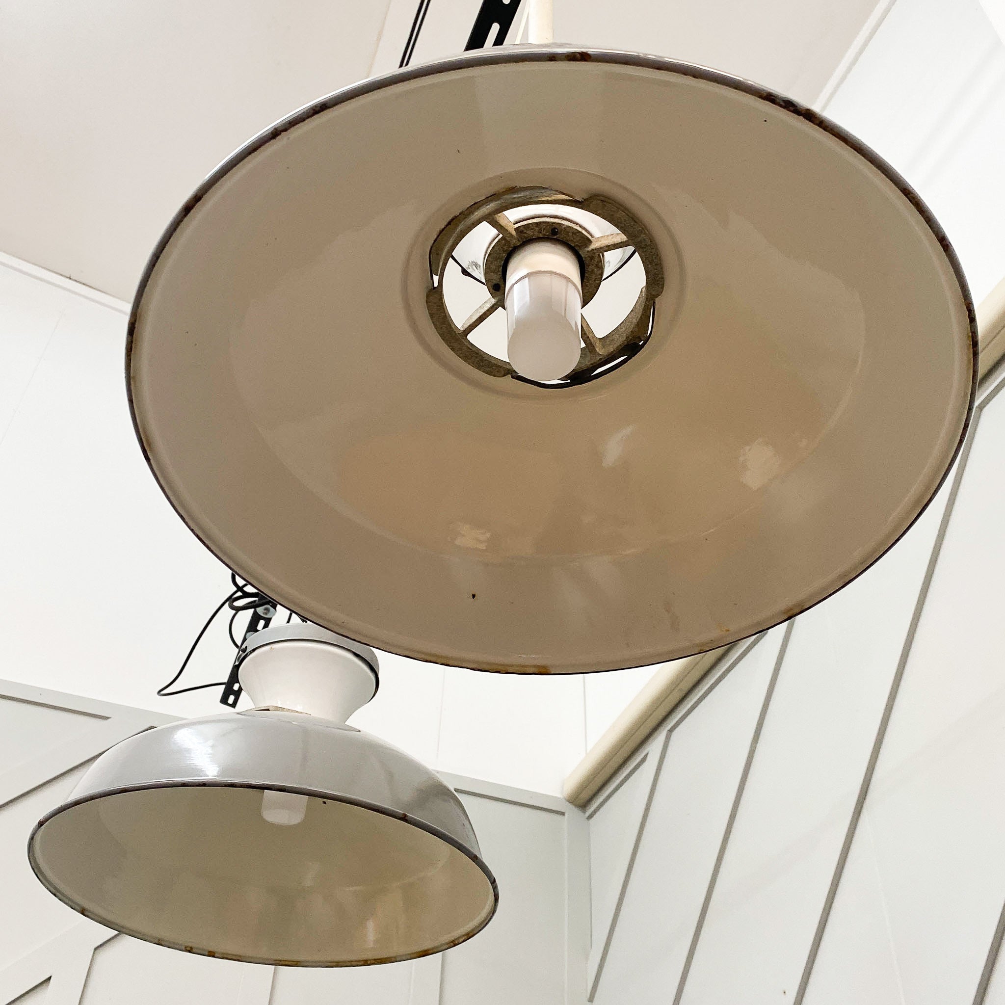 Vintage Benjamin Enamel Industrial Lights