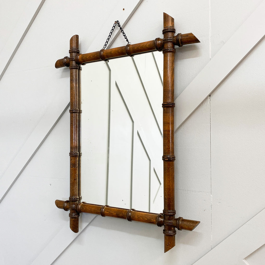 c1950s French Faux Bamboo Mirror