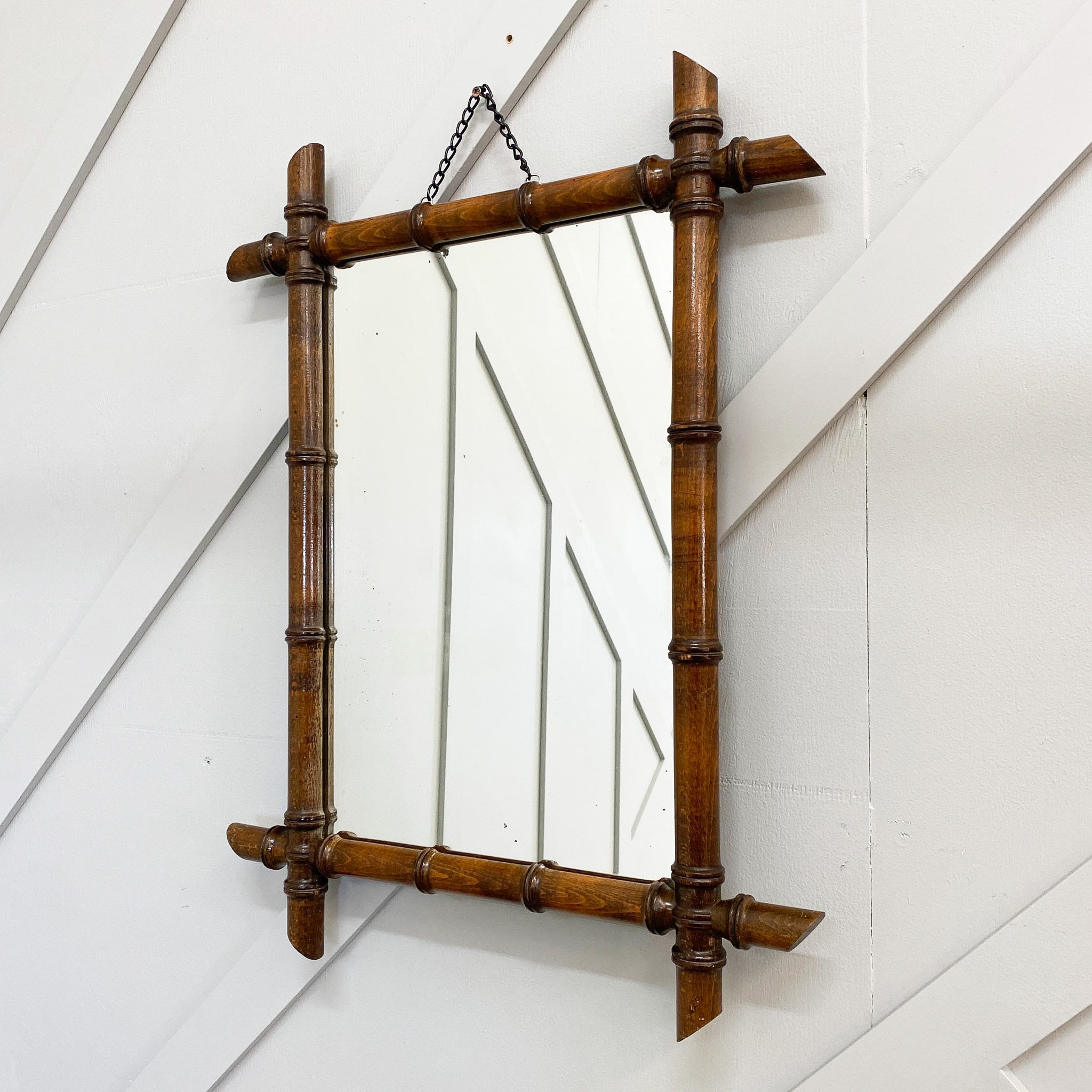 c1950s French Faux Bamboo Mirror