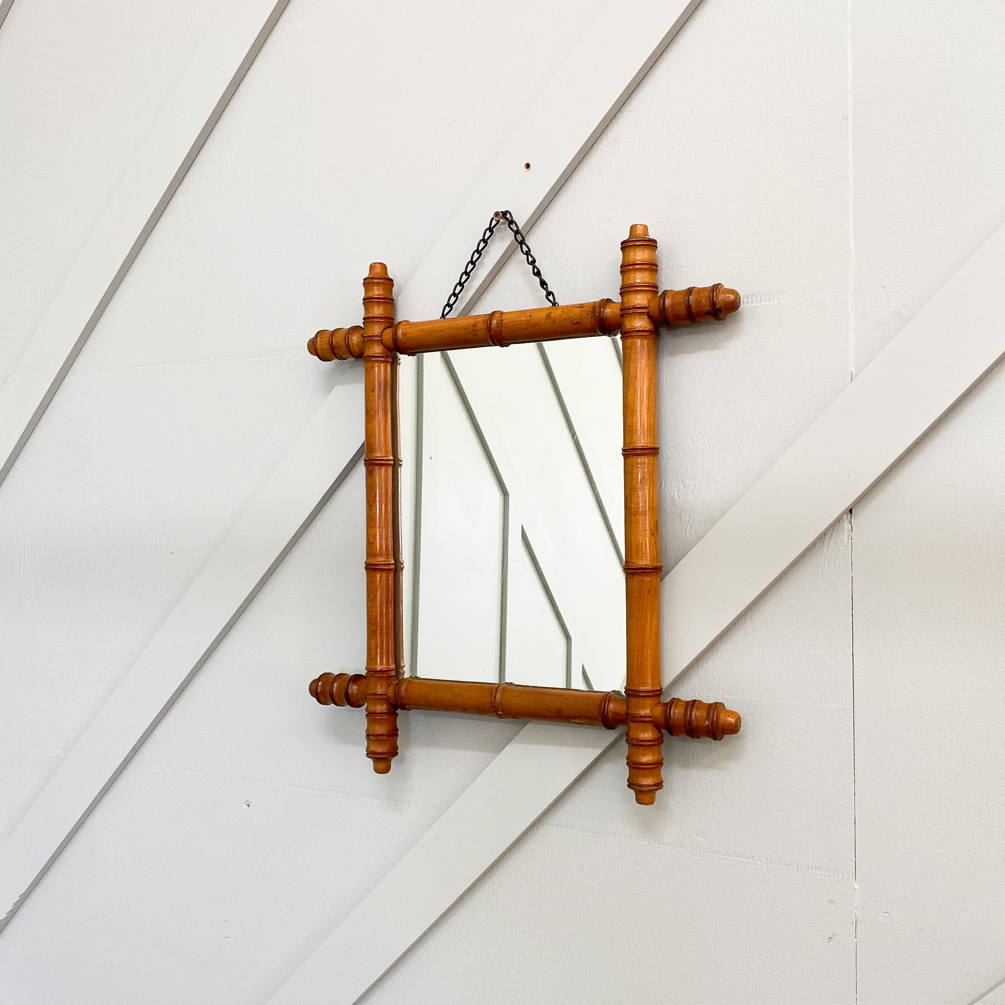c1950s French Faux Bamboo Mirror