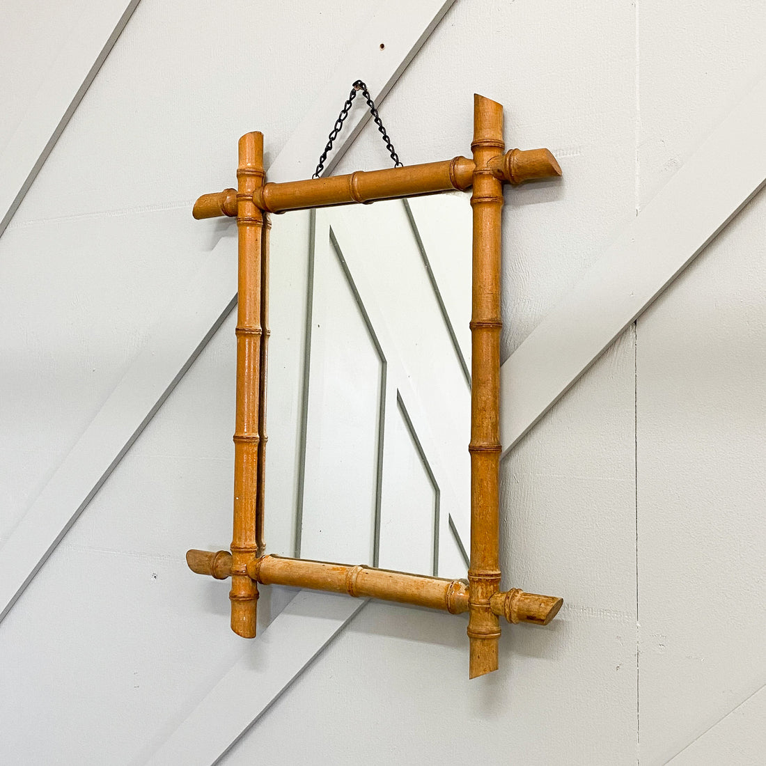 c1950s French Faux Bamboo Mirror