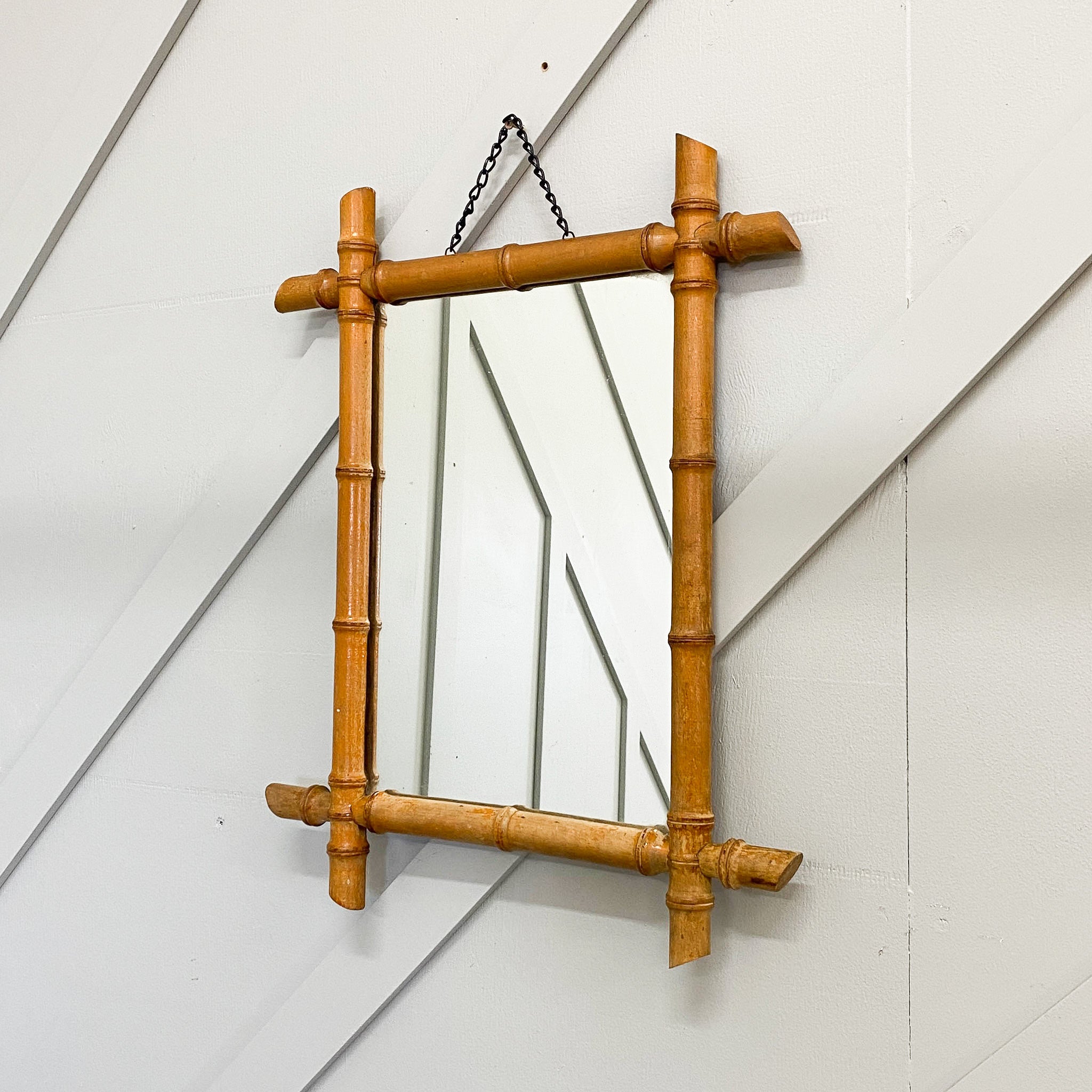 c1950s French Faux Bamboo Mirror