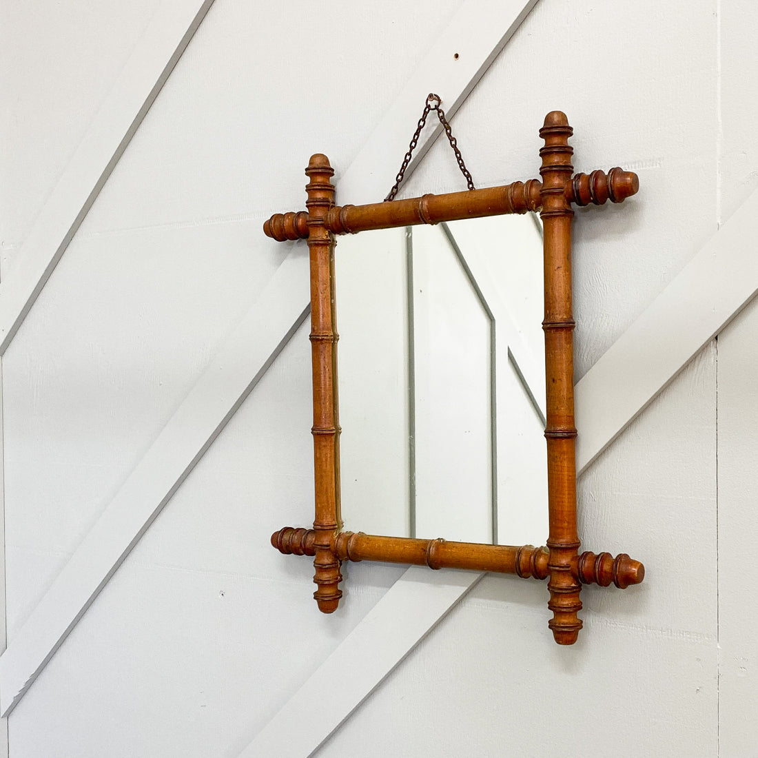 c1950s French Faux Bamboo Mirror