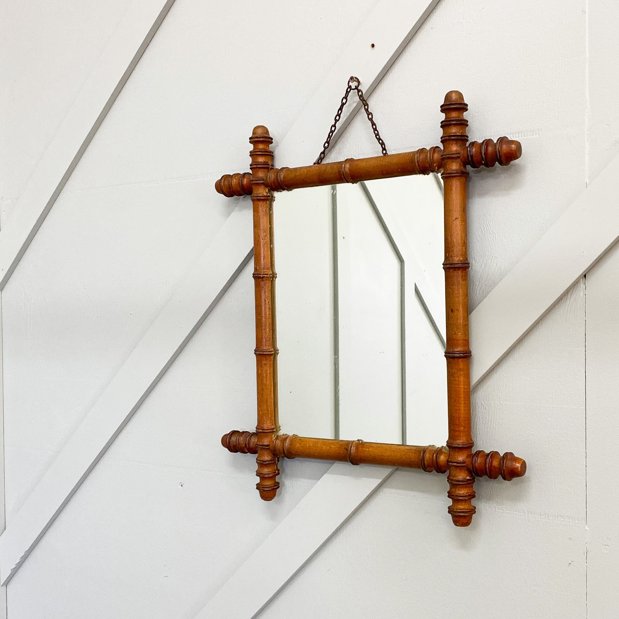 c1950s French Faux Bamboo Mirror