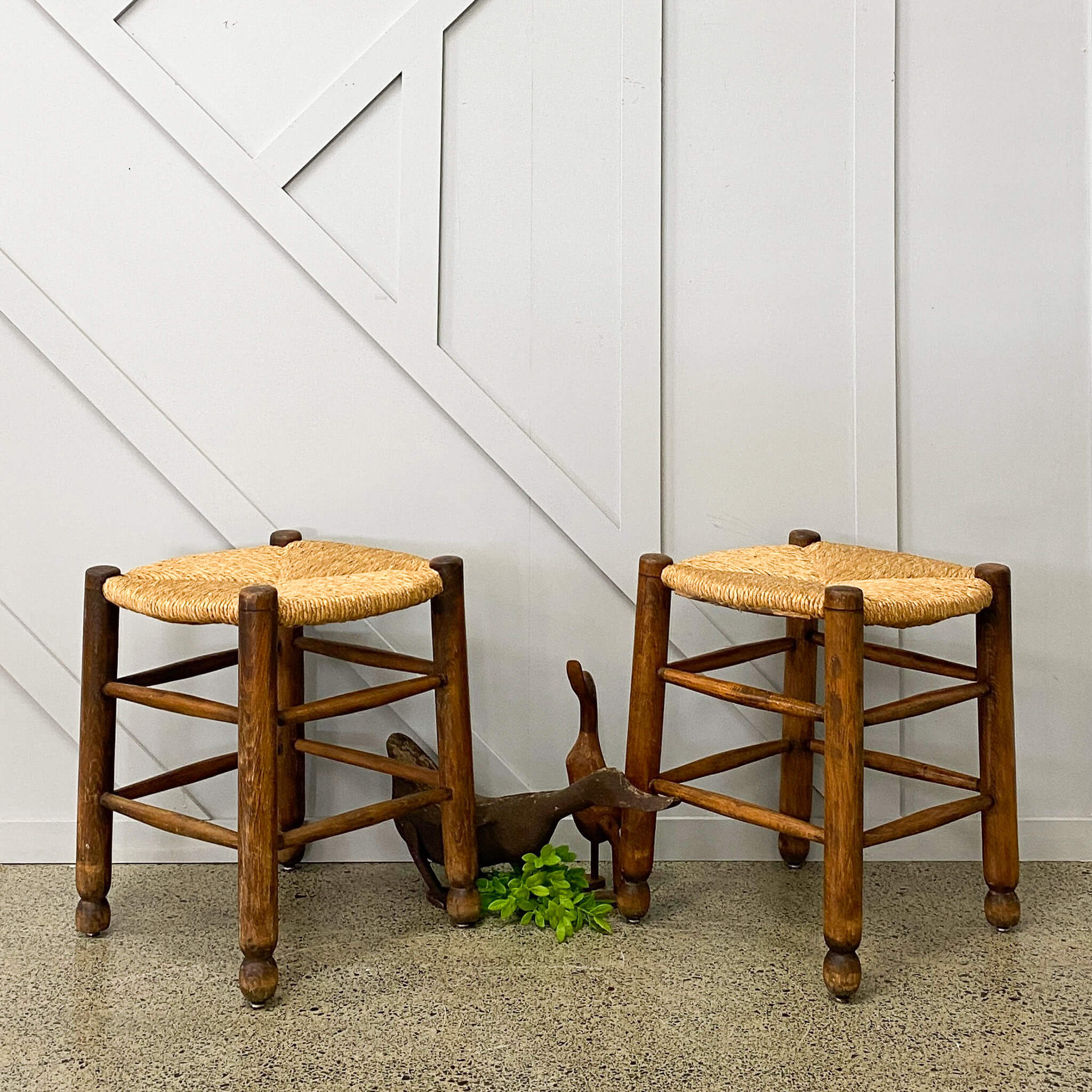 Vintage French Rush Stools