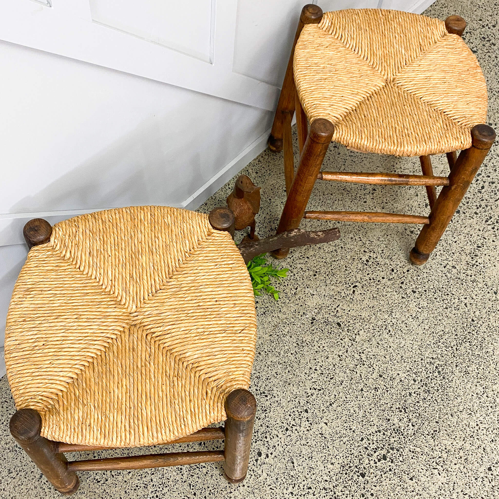 Vintage French Rush Stools