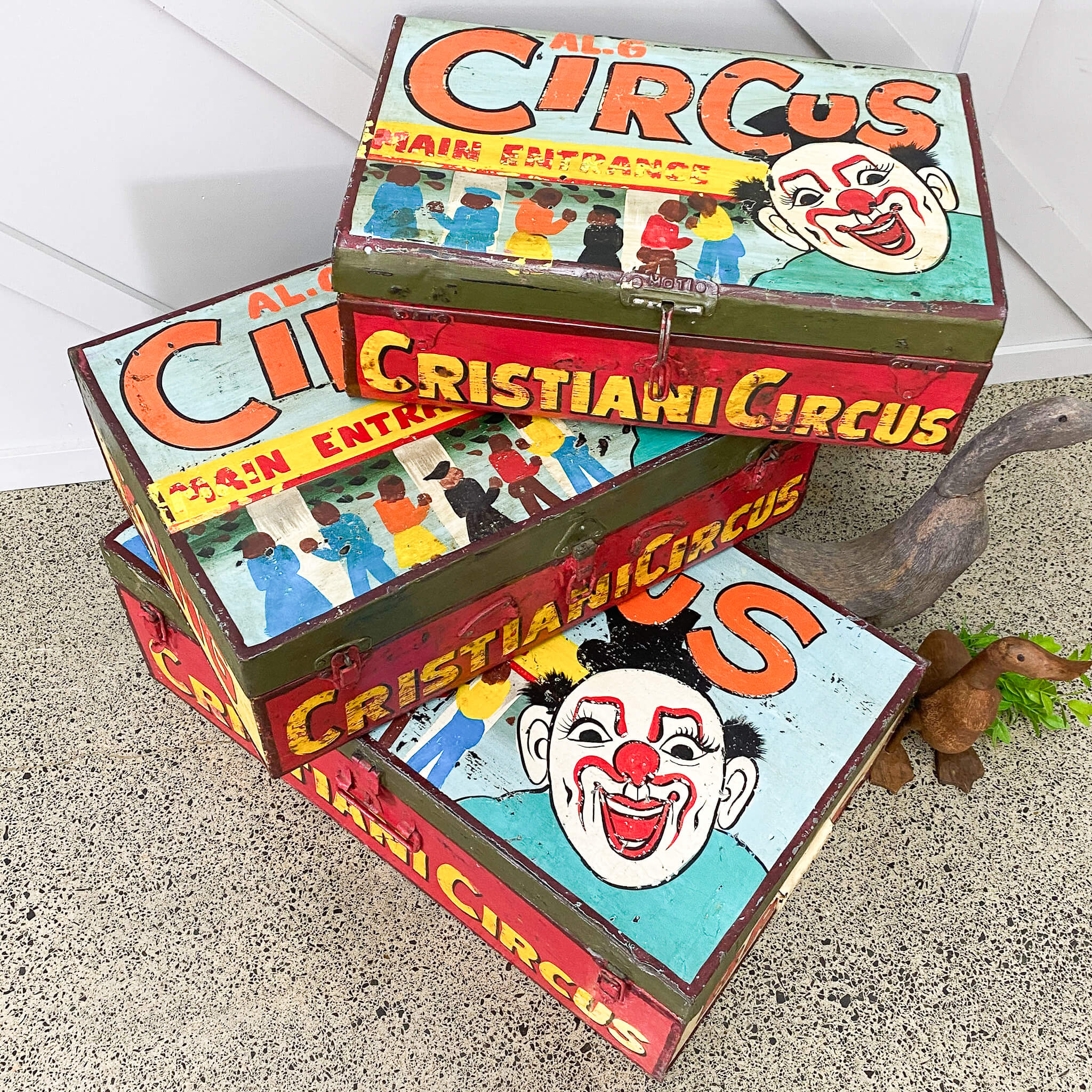 Vintage Handpainted Circus Trunks