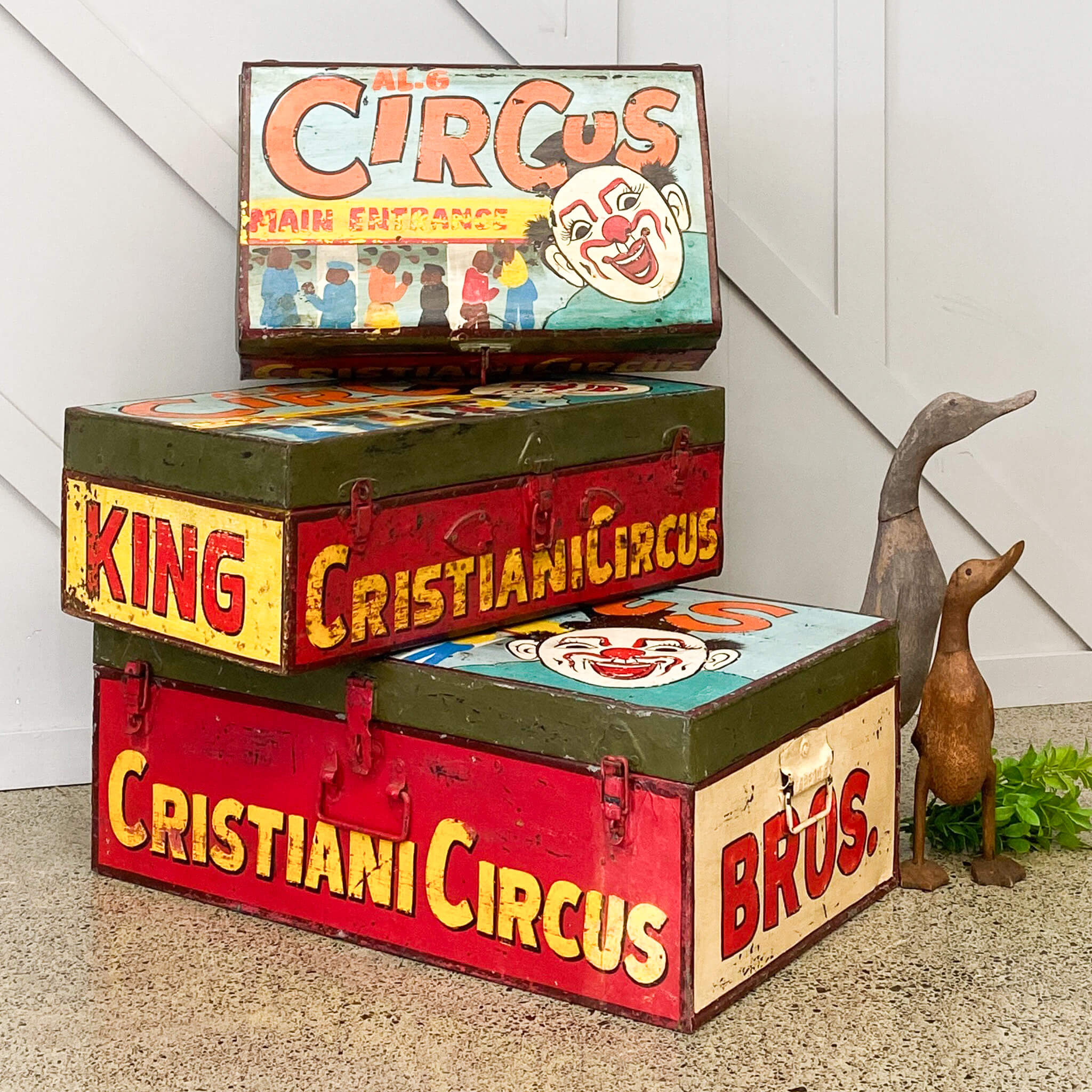 Vintage Handpainted Circus Trunks