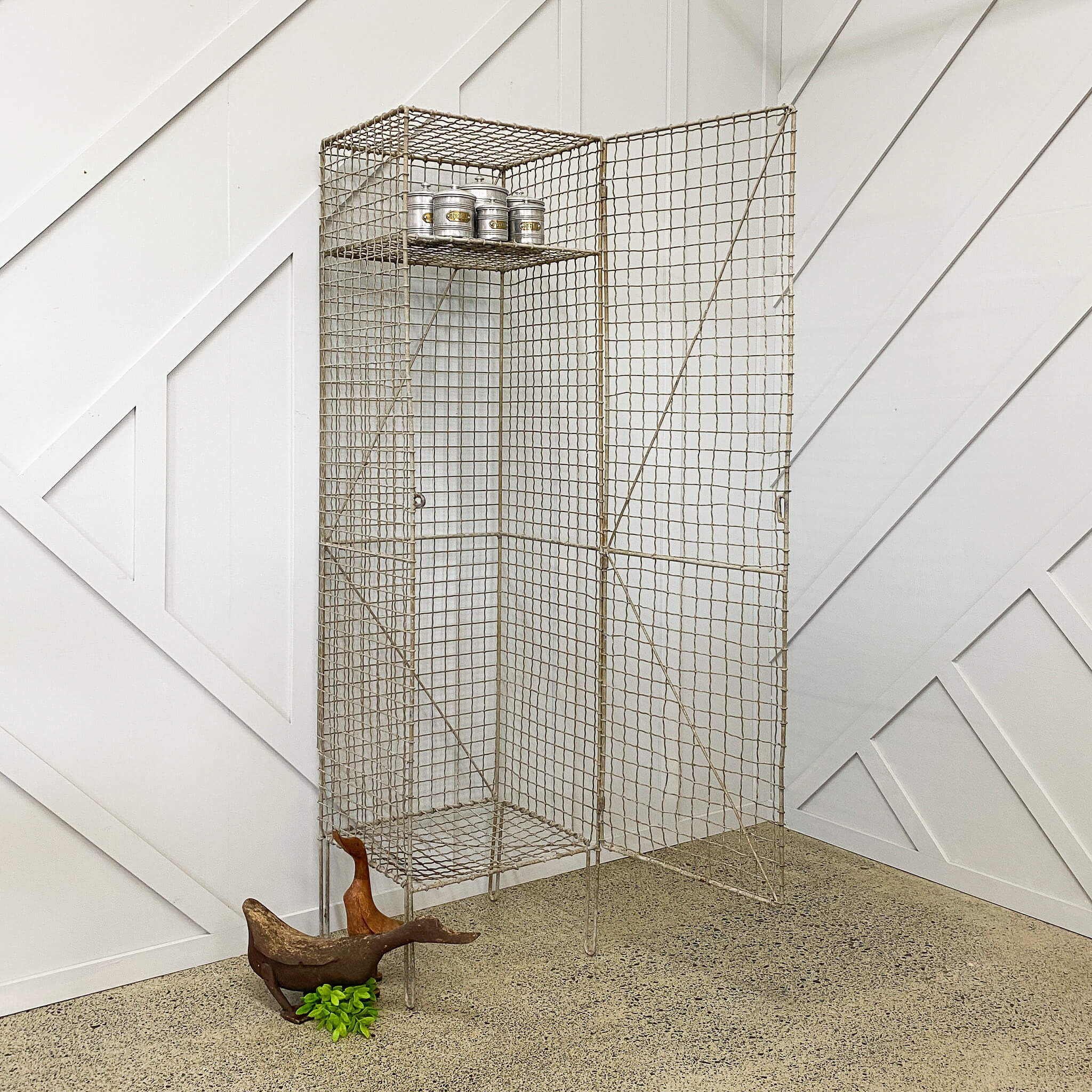 Vintage Galvanised Wire Locker