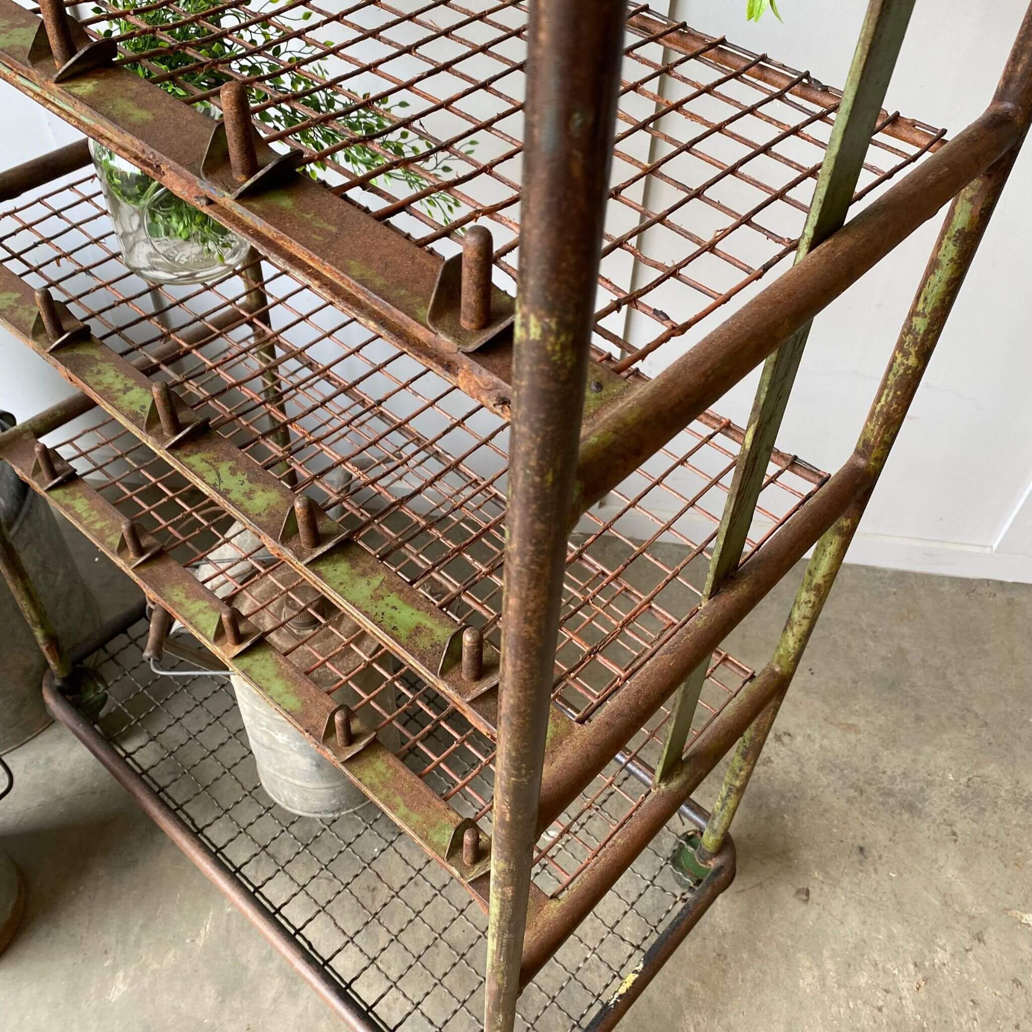 Vintage industrial workshop rack shelf