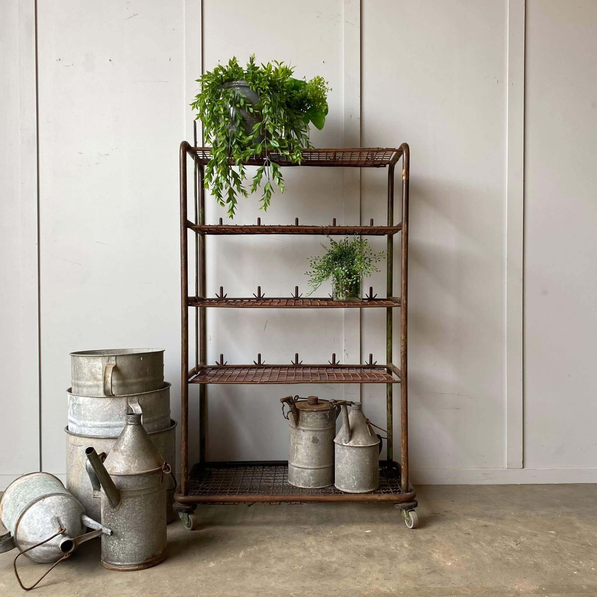 Vintage industrial workshop rack shelf