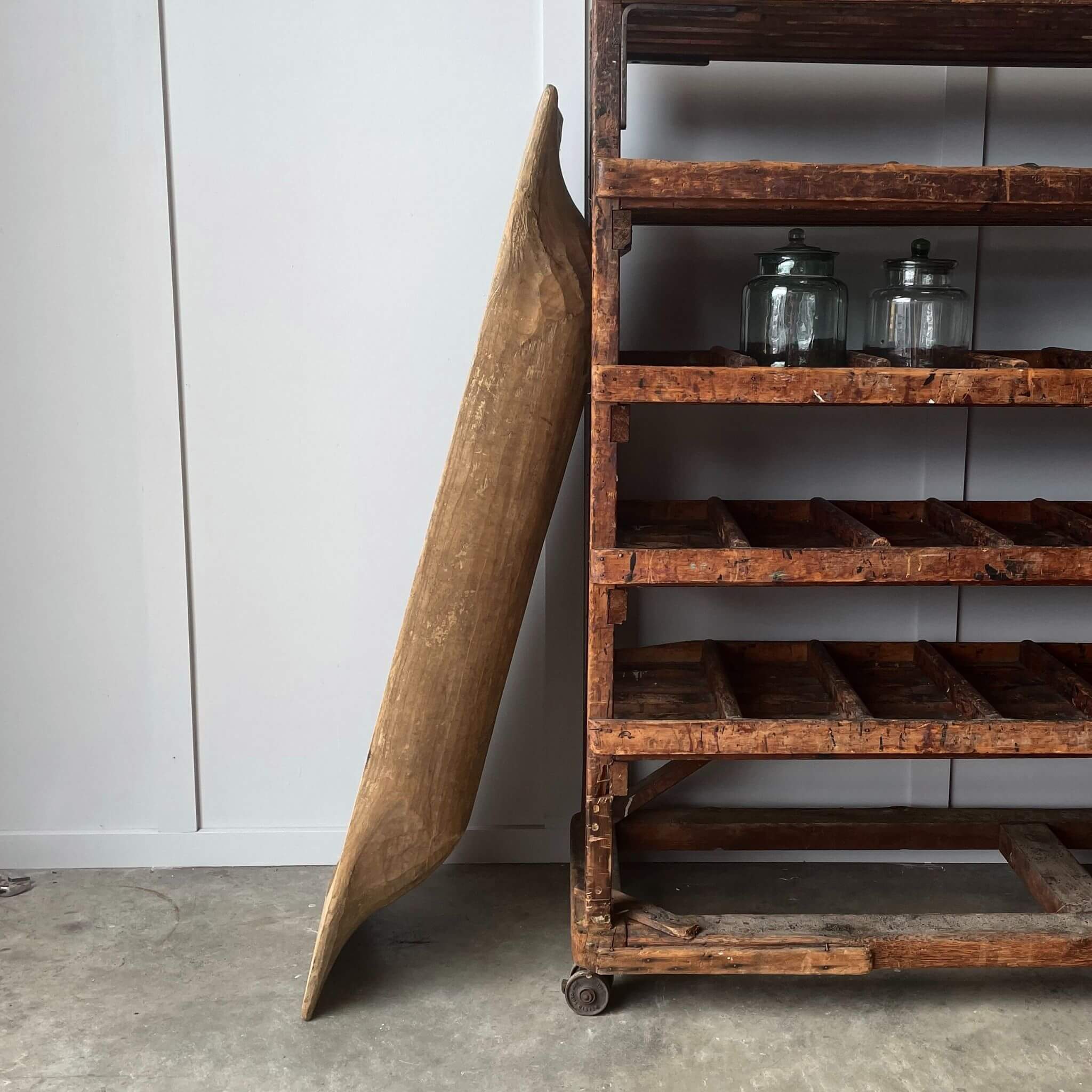 Fruit bowl, glass jars and retail shelving