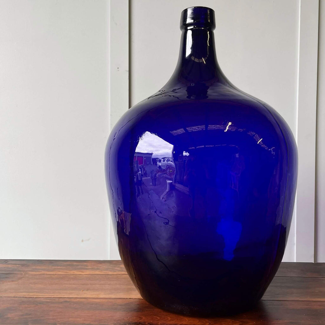 Antique decor, colbalt blue vintage carboy