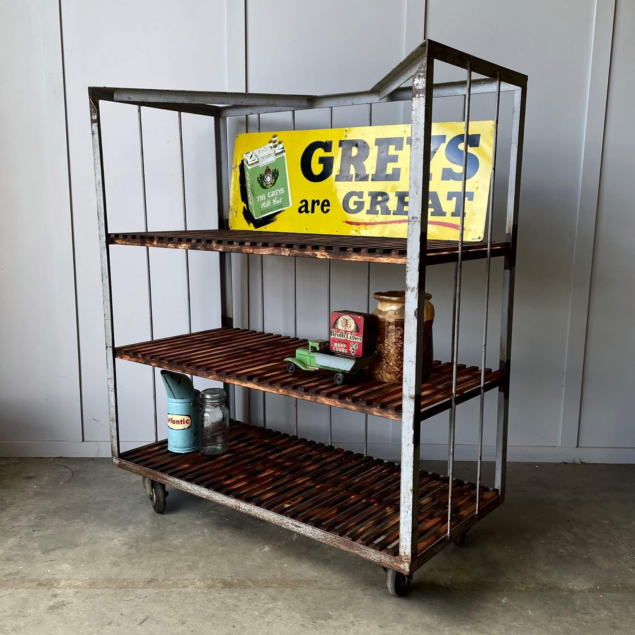 Vintage industrial shelving for storage