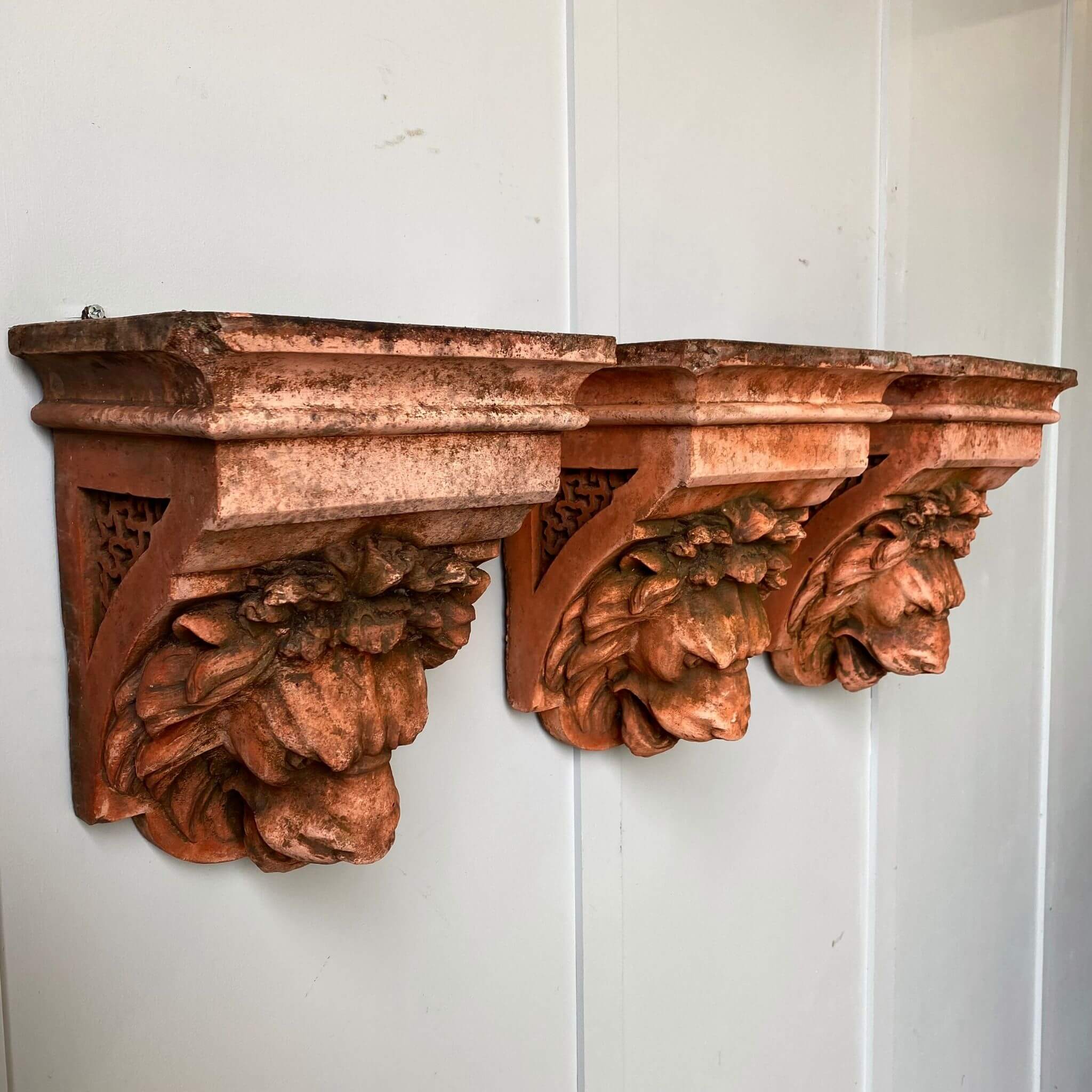 antique terracotta lion head fountain