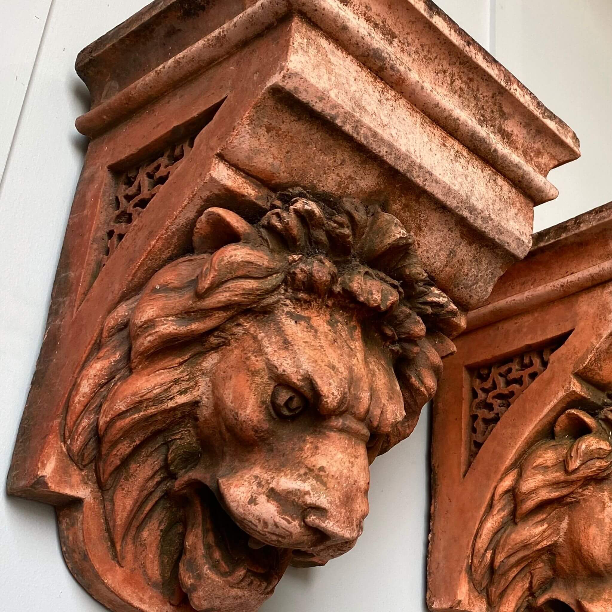 Vintage garden lion head fountain