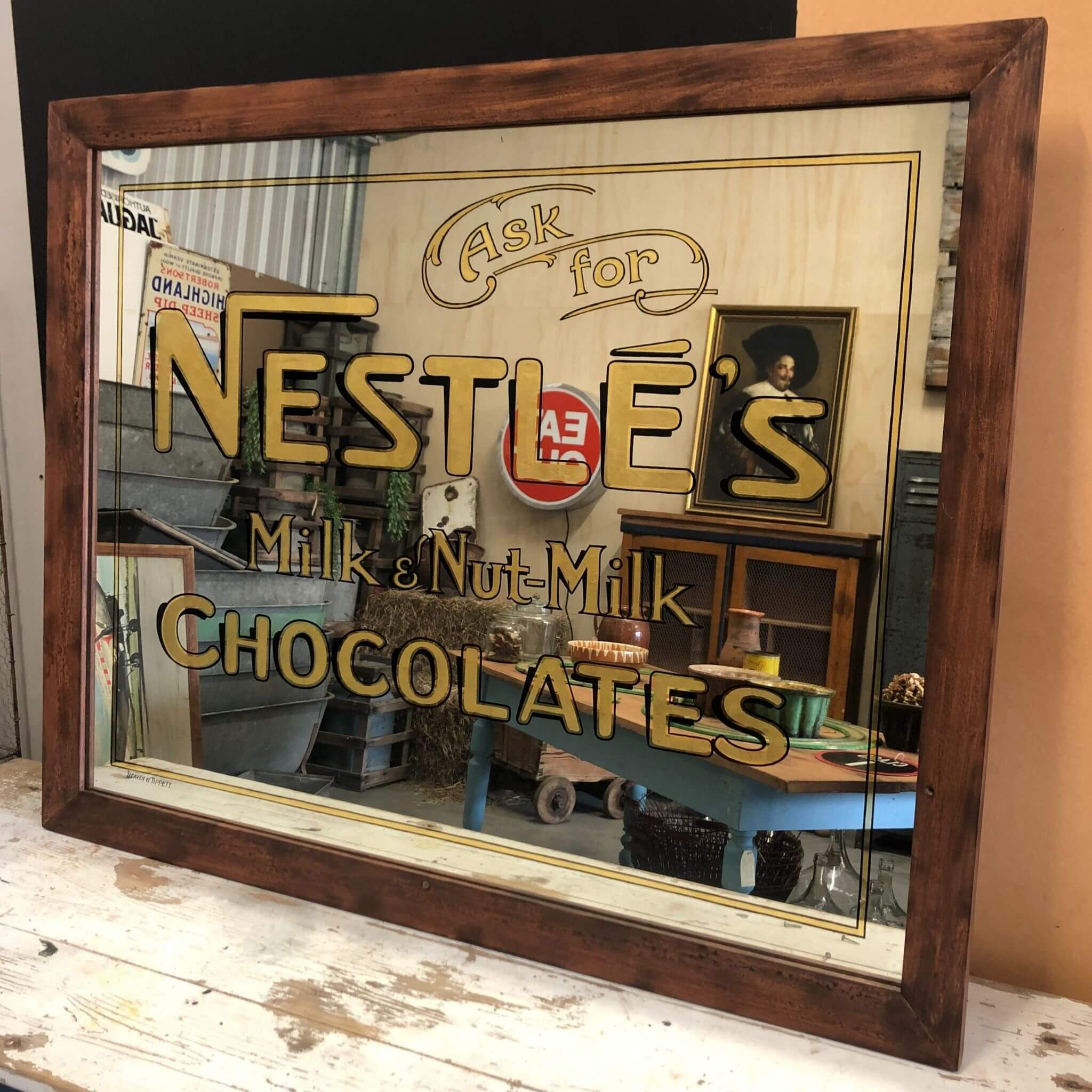 Circa 1928 Large Nestles Confectionary Mirror