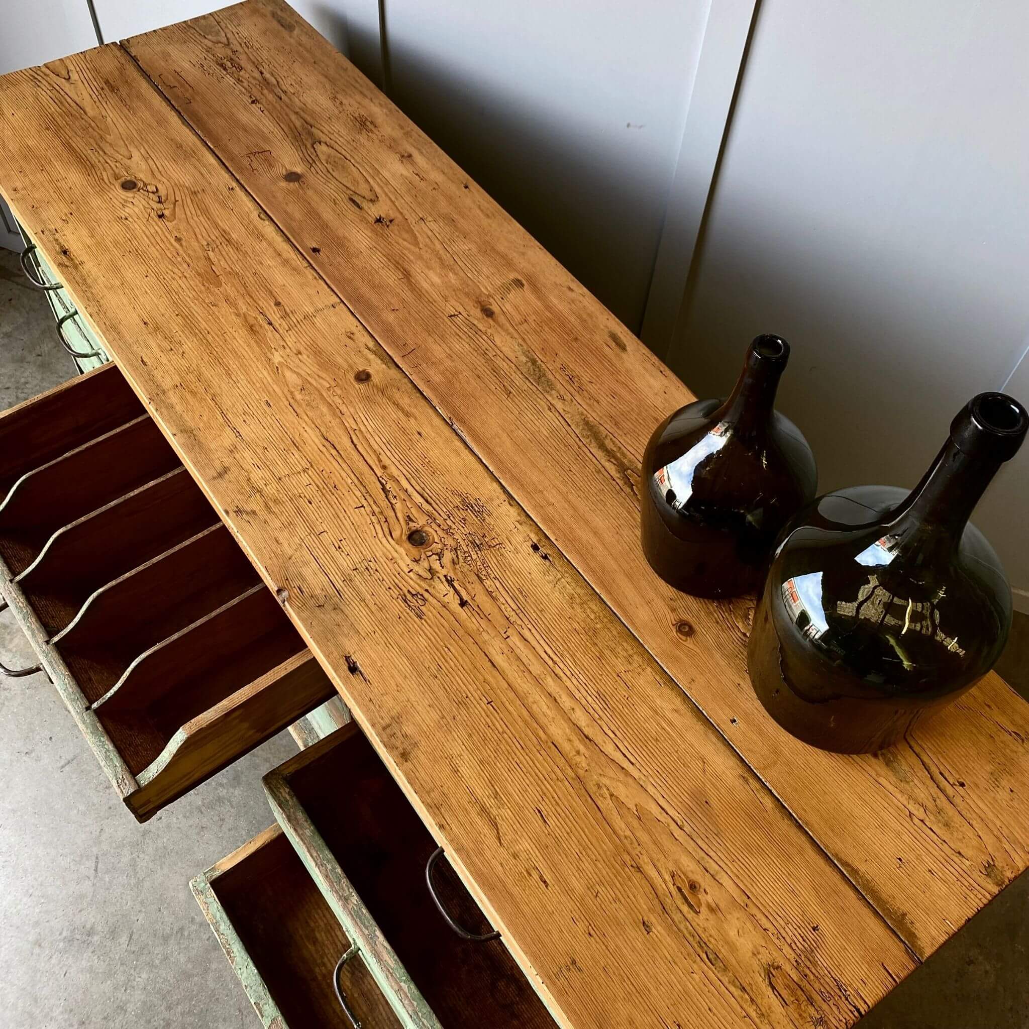 Vintage pine top consule table