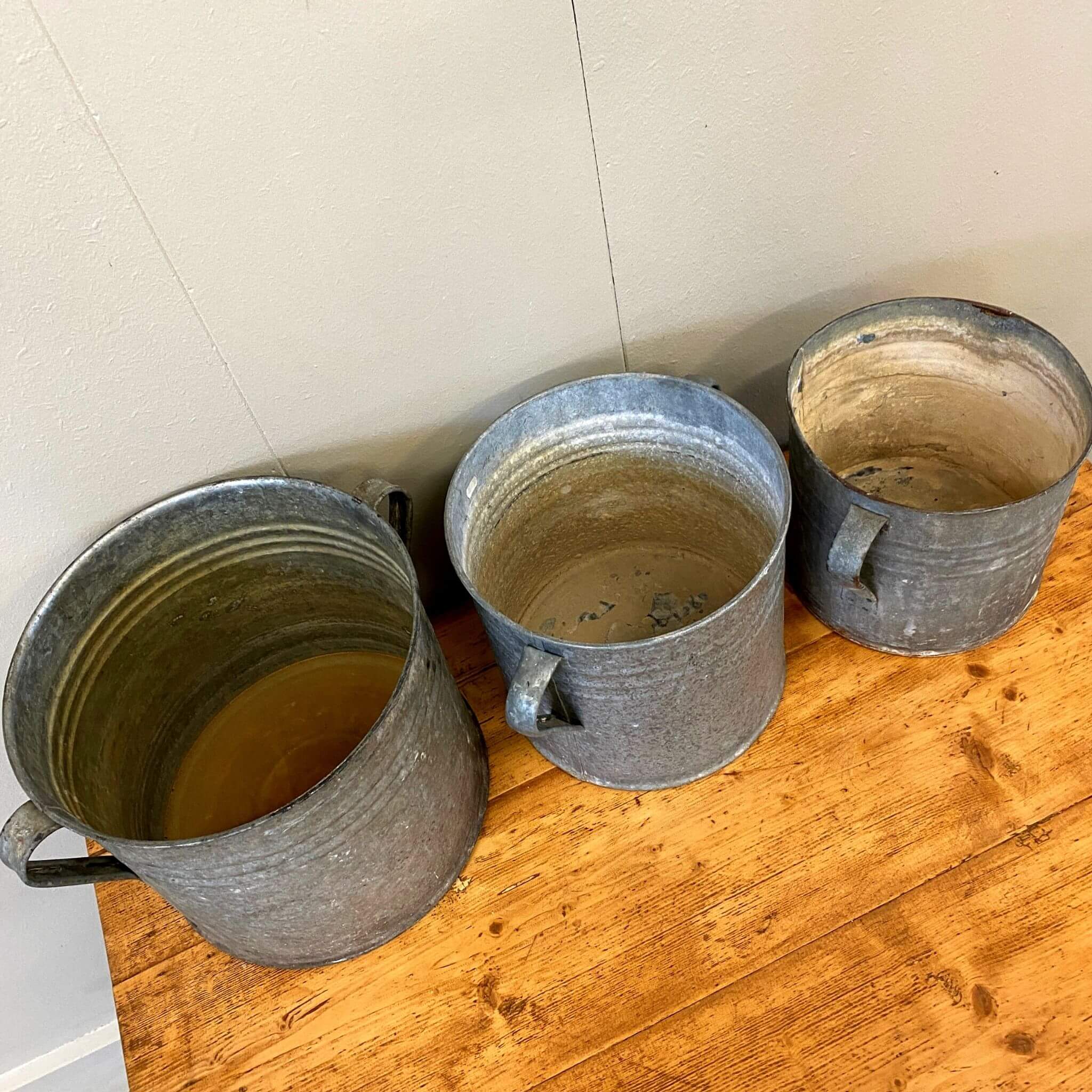 Vintage Galvanized Farm Buckets