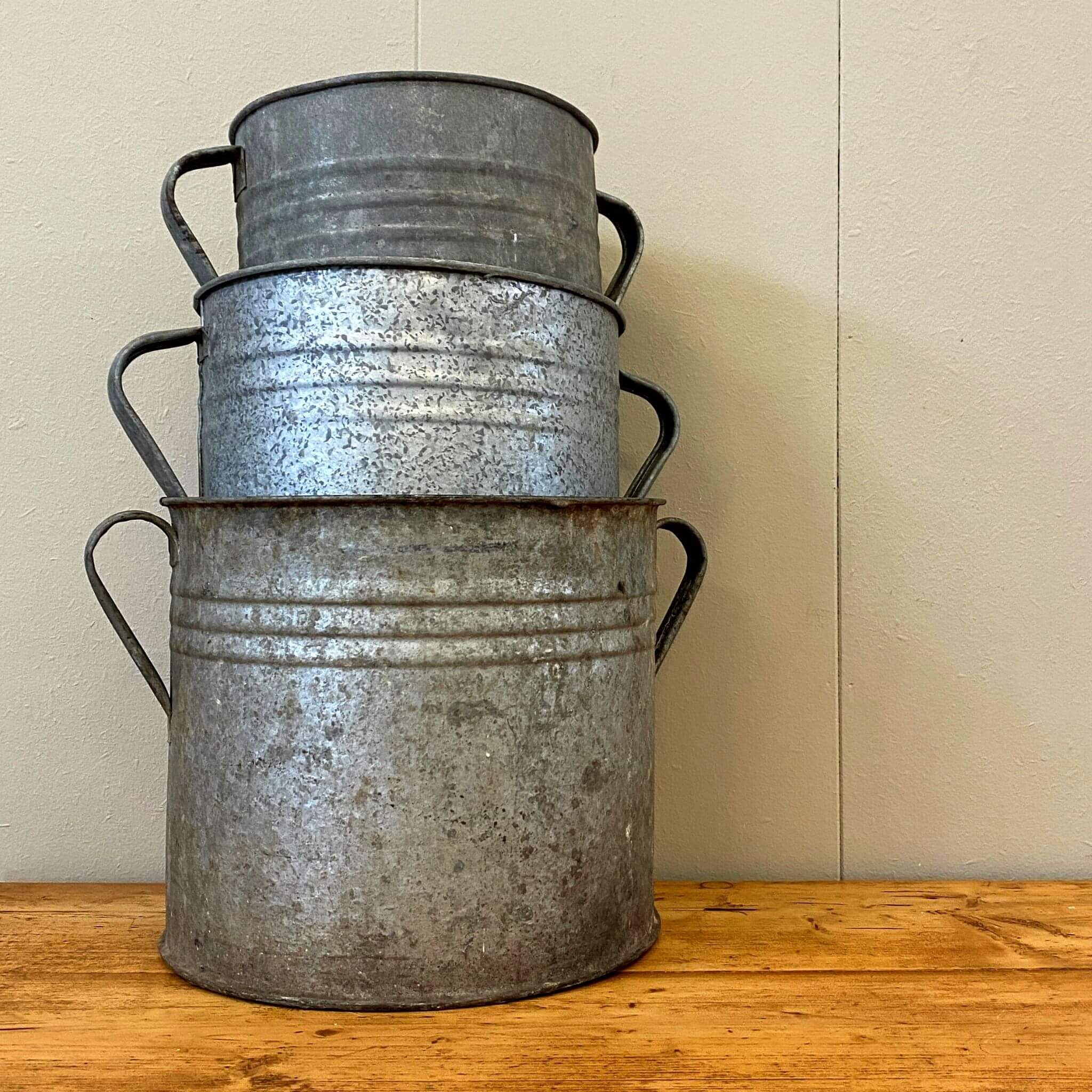 Vintage Galvanized Farm Buckets