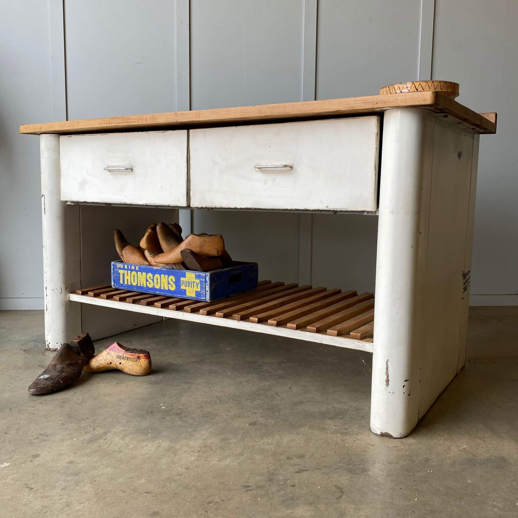 Vintage furniture, metal white table