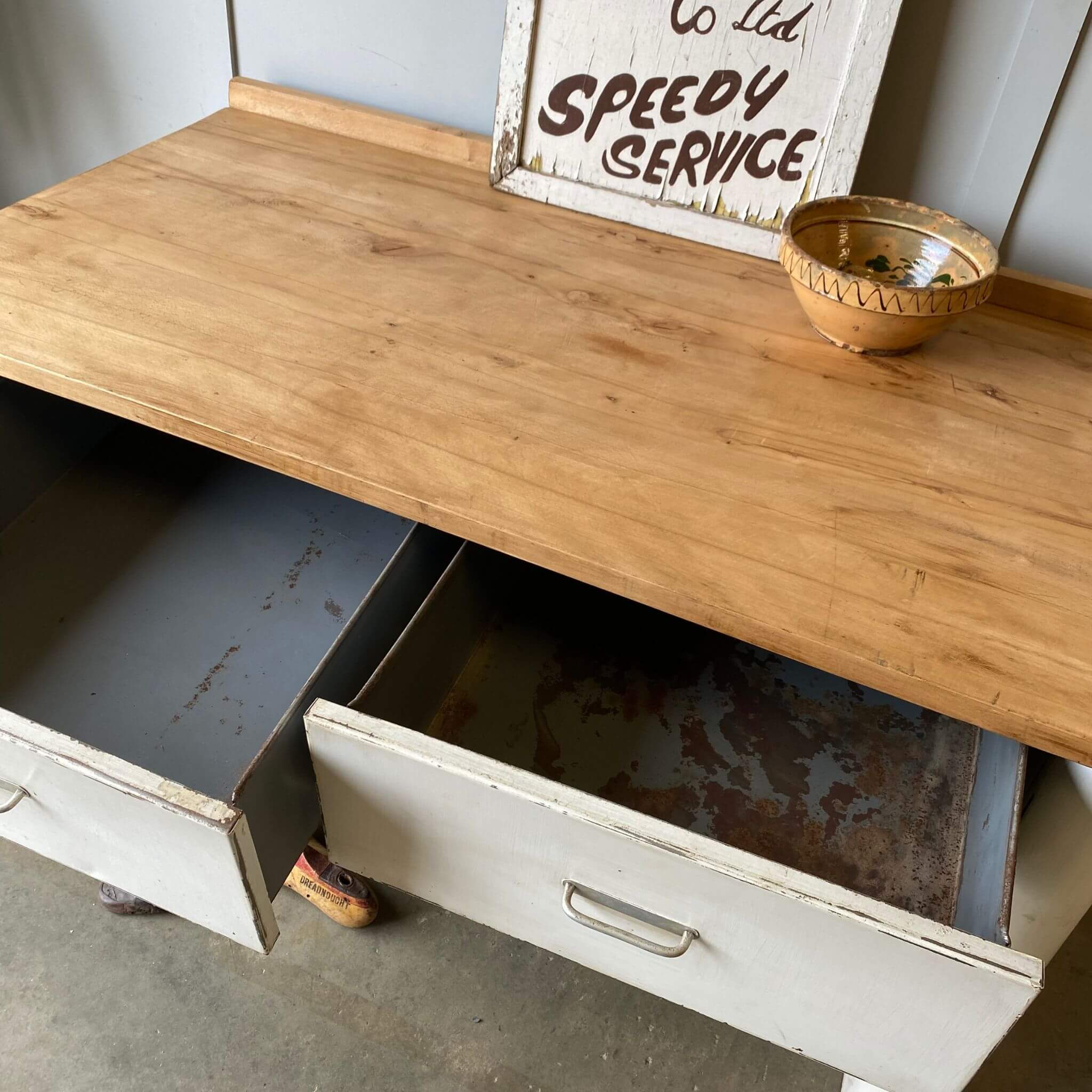 Vintage furniture, industrial metal table