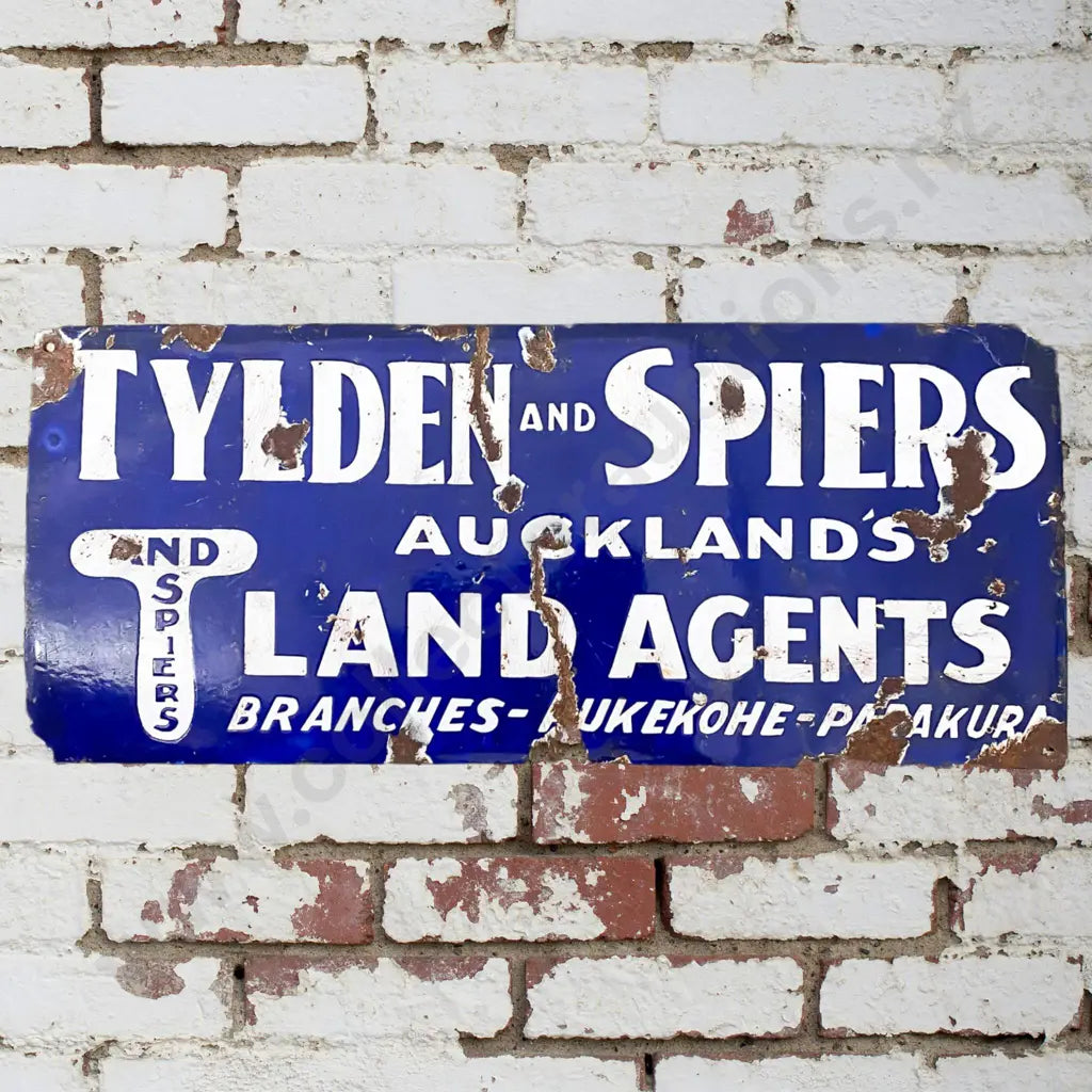 Size 36cm Wide x 16cm High. Enamel porcelian sign, no touch ups. Condition fair.