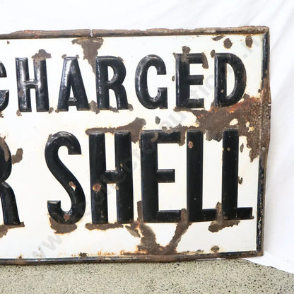Size 1.82m Long x 91cm High. Enamel sign, orginal, no touch ups. Heavily Embossed.