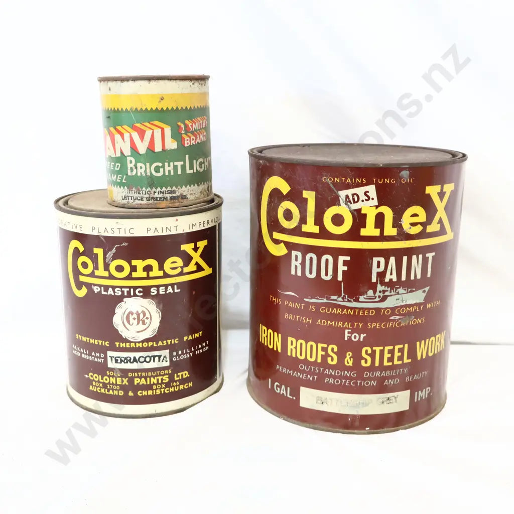 NEW OLD STOCK Colones, Colonex and Anvil Paint Tins