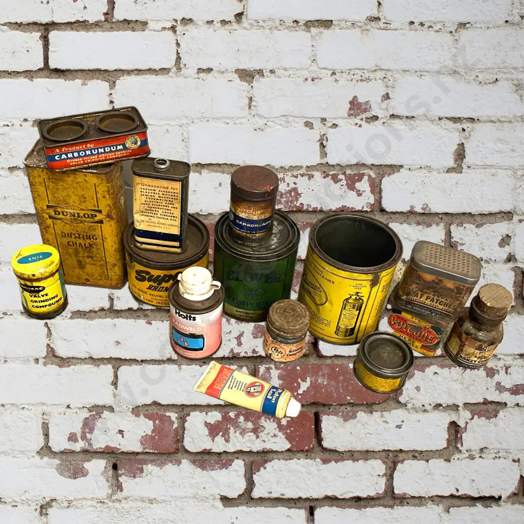 Size varies, various workshop tins.