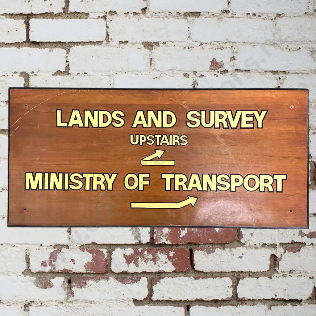 Size 75cm Long x 35cm High. Handpainted on wood. Ministry of Transport.

