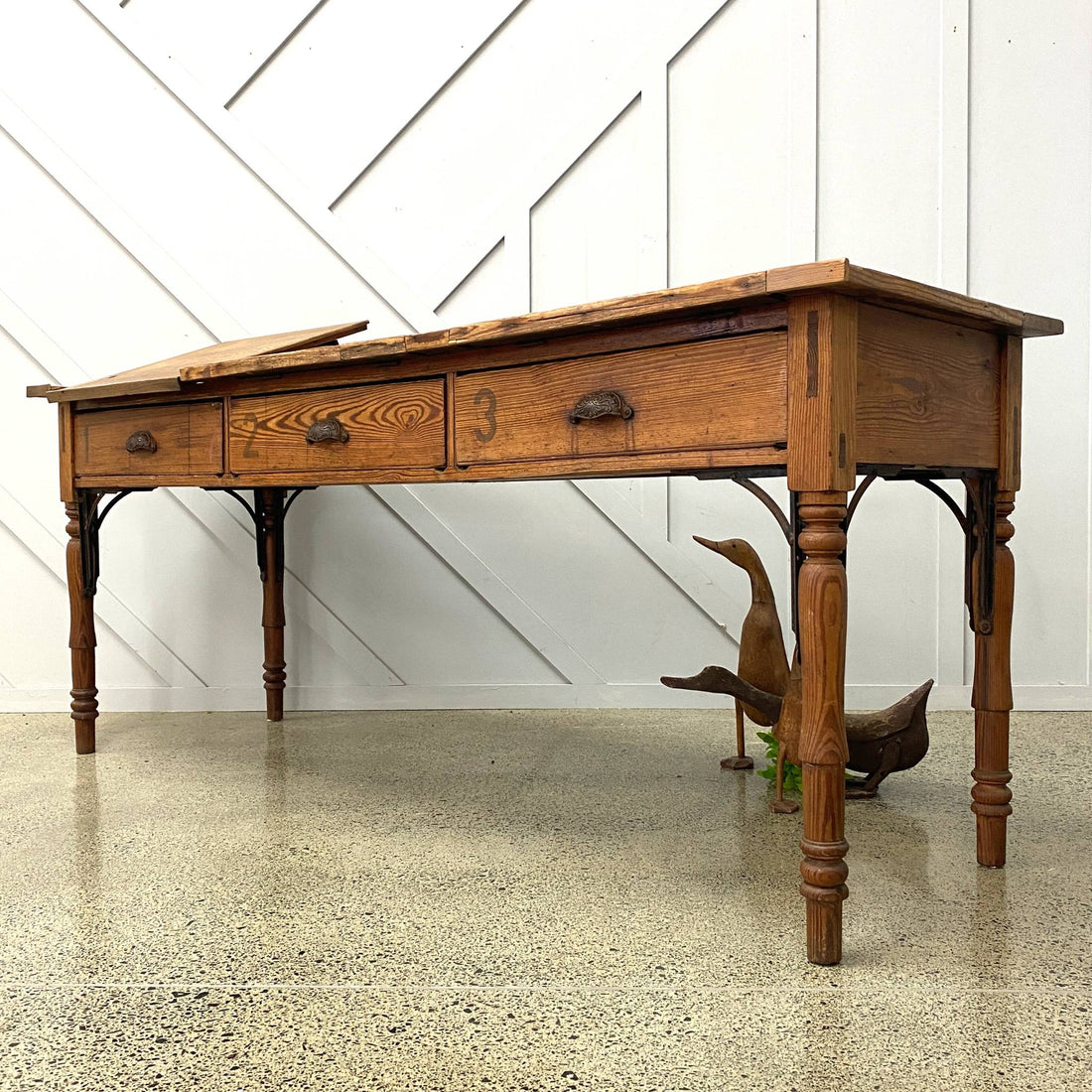 Antique Triple Drafting Console Table
