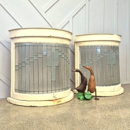 A Pair Of Curved Leadlight Windows