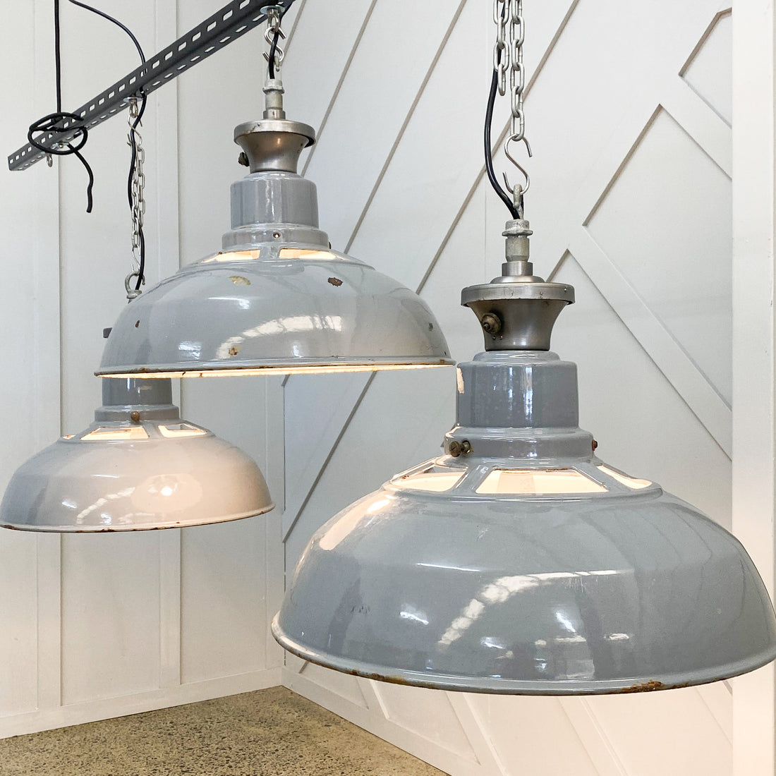 Original Benjamin Saaflux Enamel Hanging Lights