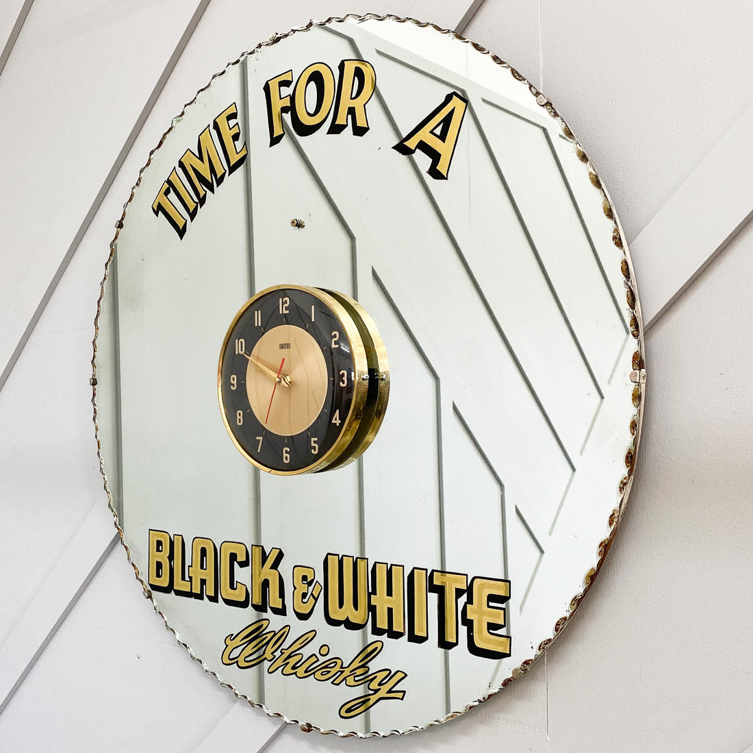 Black And White Whiskey Clock Mirror