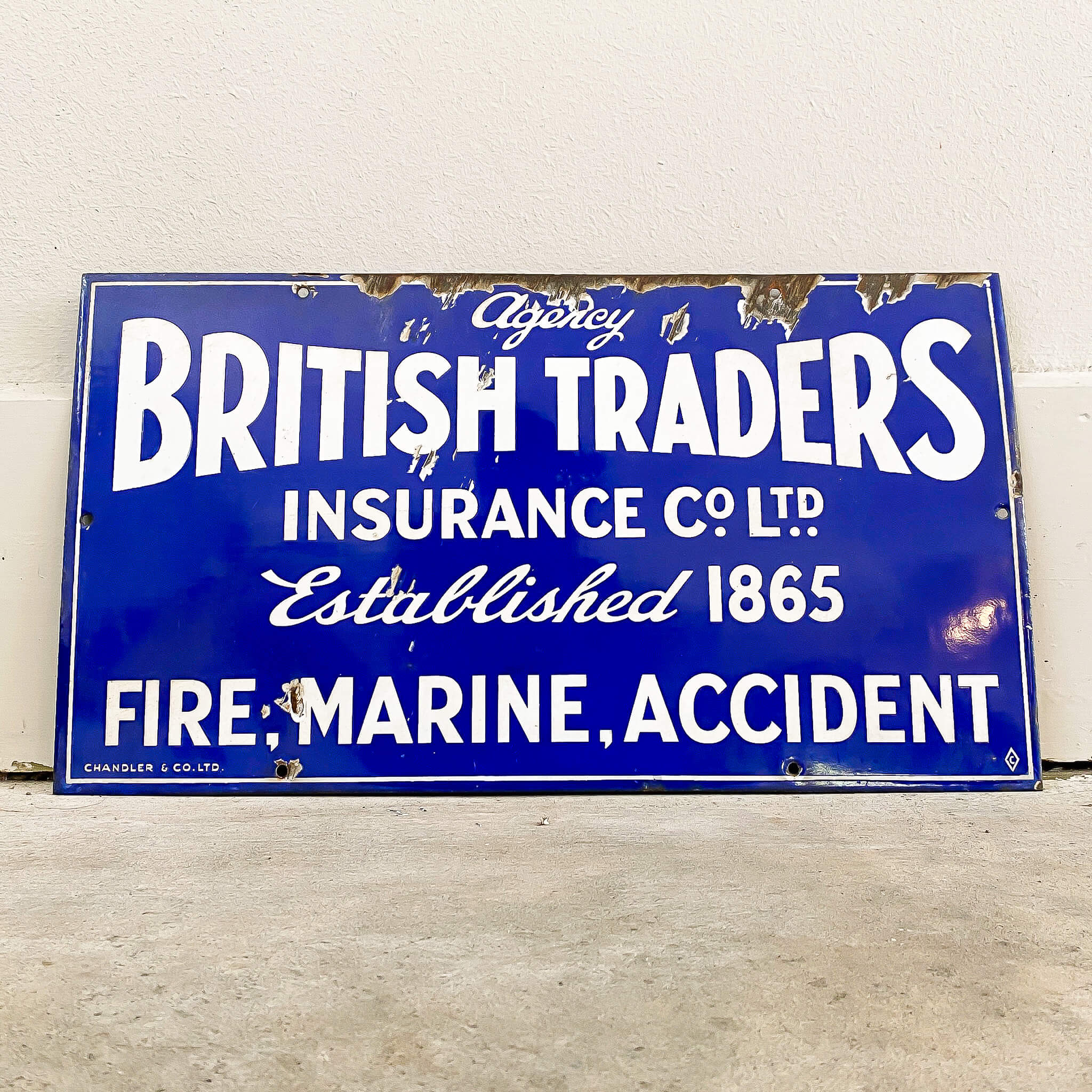 British Traders Insurance Enamel Sign | Salvage Place