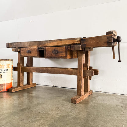 Primitive 19th Century Carpenters Workbench