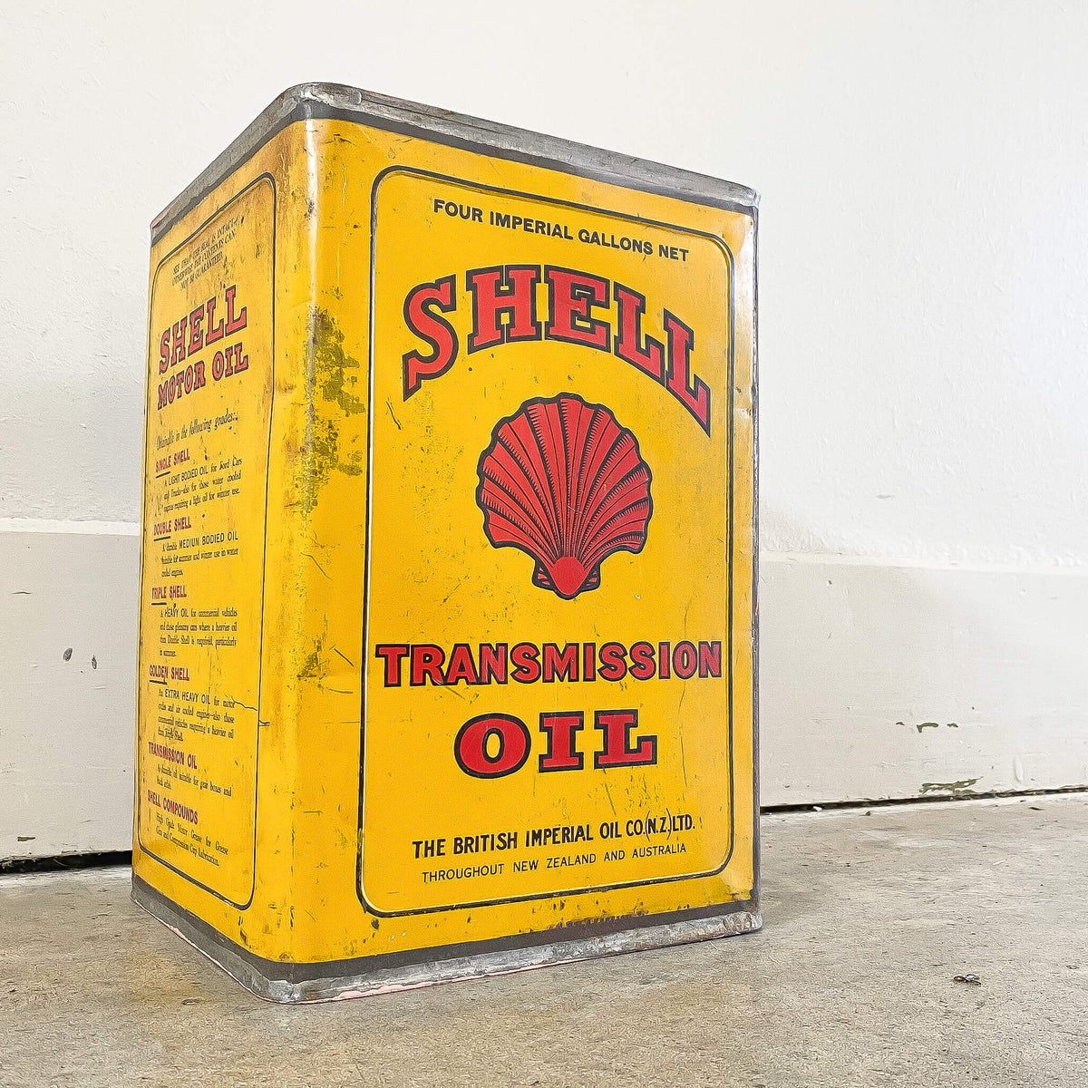 Trans Shell Oil 4 Gallon Shell Transmission Oil Tin | Salvage Place