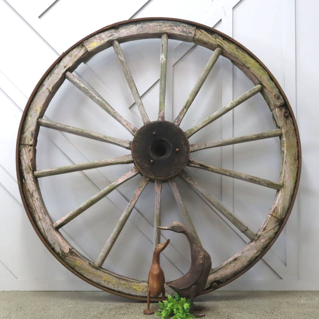 A Large Wooden Wagon Wheel