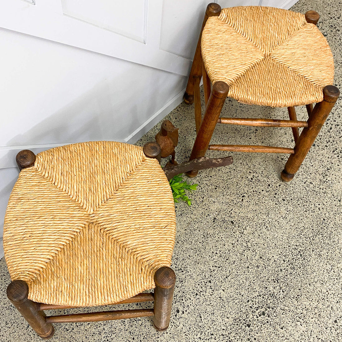 Vintage French Rush Stools